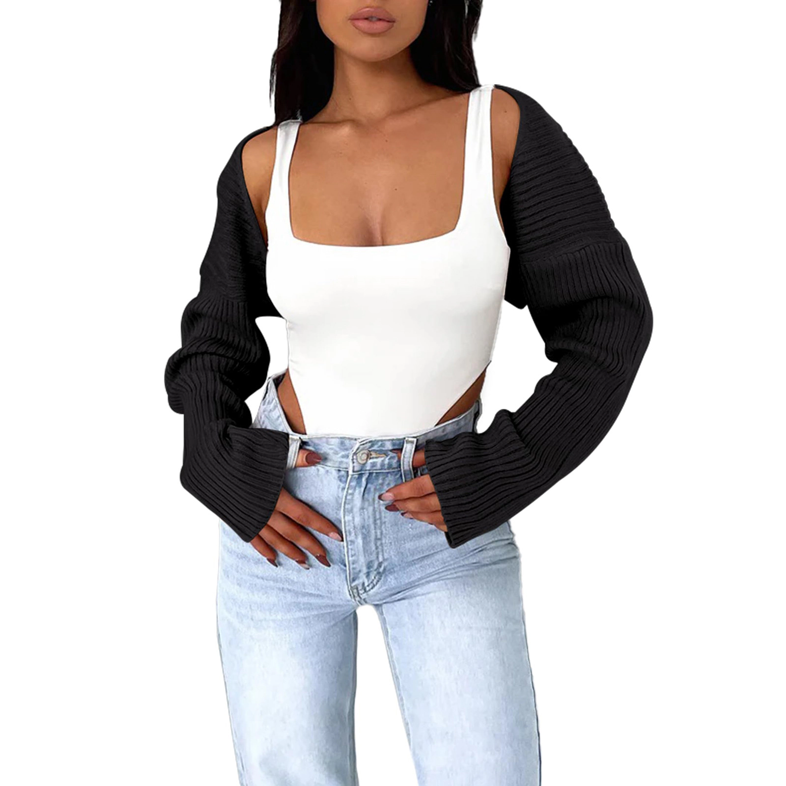 Keedahoe Women's Casual Shrug Transition Layering Knitwear Fashion Cropped Cardigans