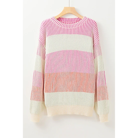 Threaded Pear Women's Ella Knit Bubble Sleeve Sweater, Color: Pink