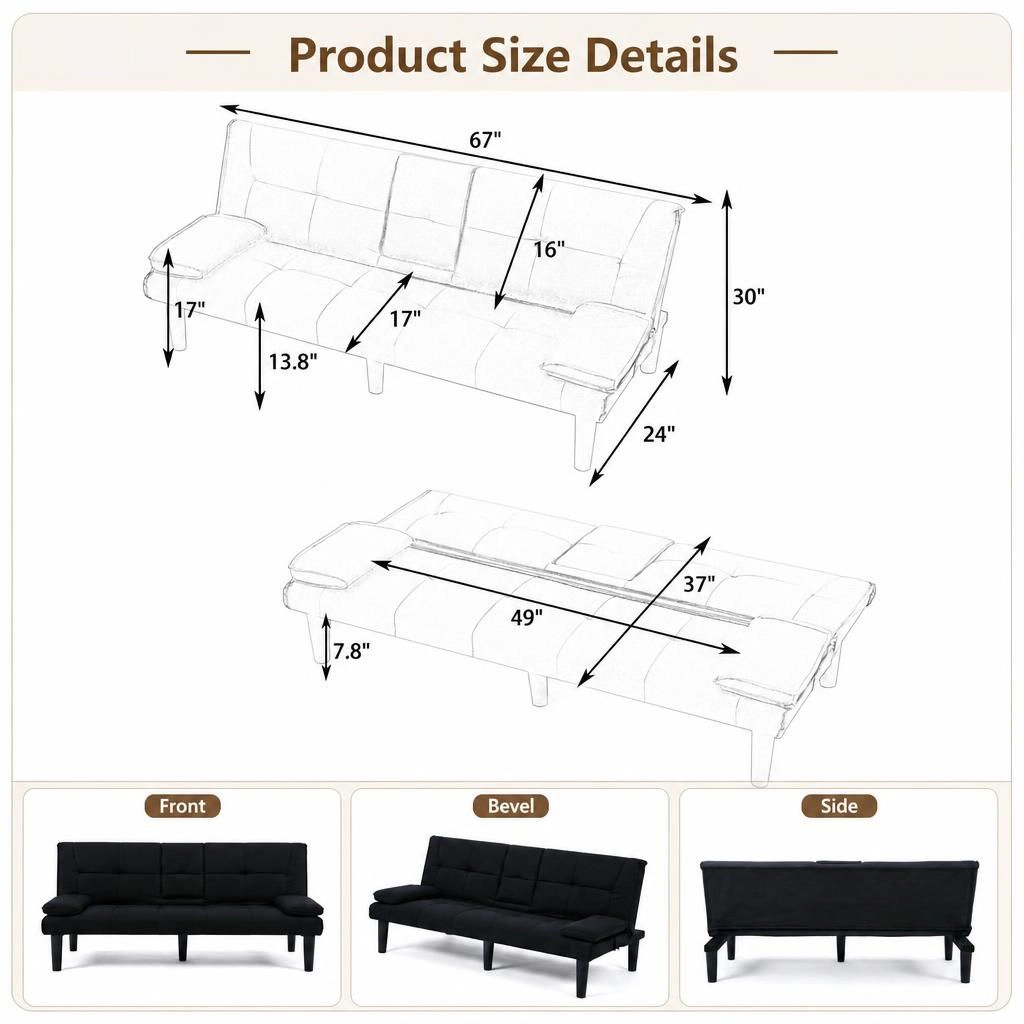 GOODSILO 67 Inch Upholstered Seating Sofa