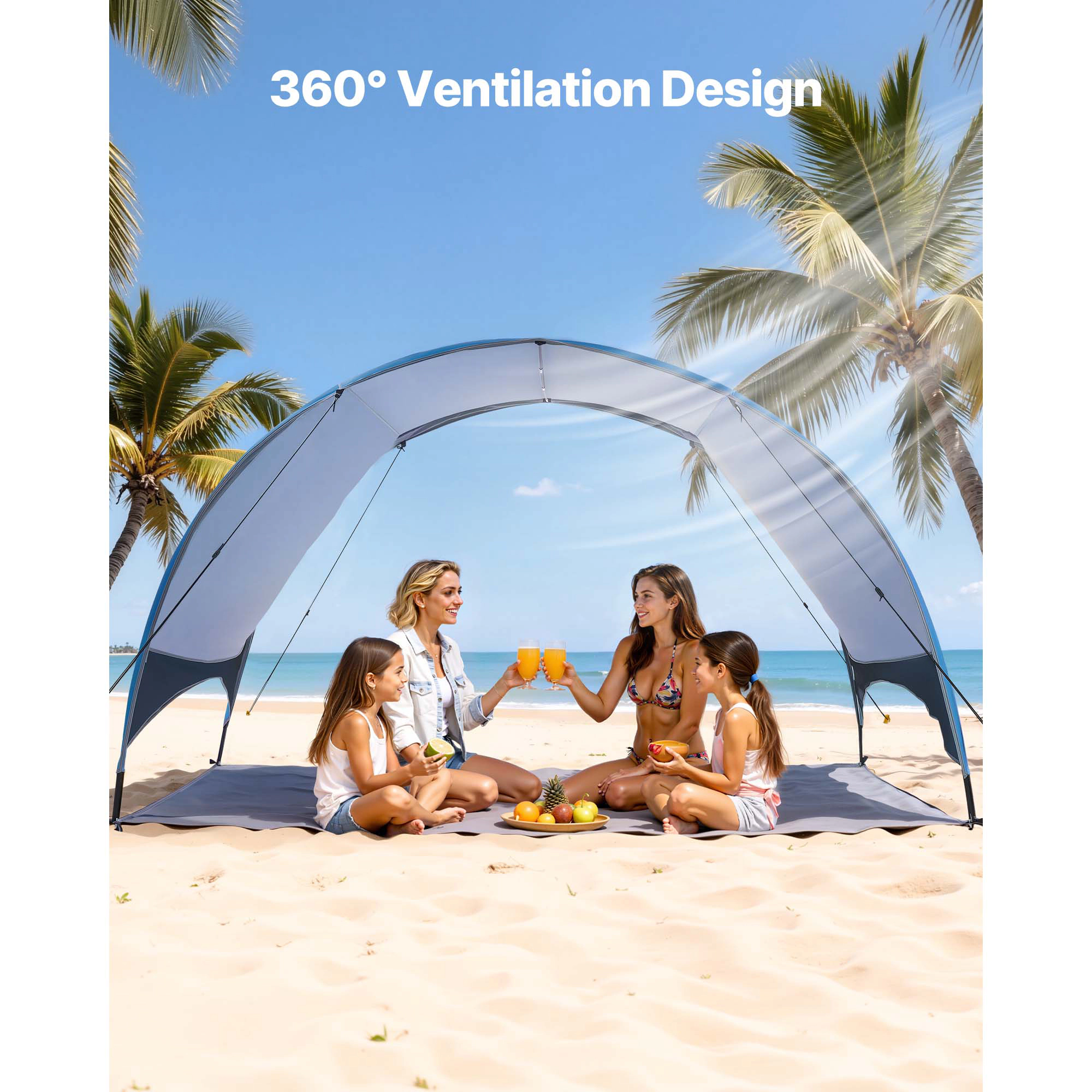 HONGGE Beach Tent Sun Shelter for UPF 50+ Protection Portable Sun Shade Canopy with Carrying Bag & Ground Stakes