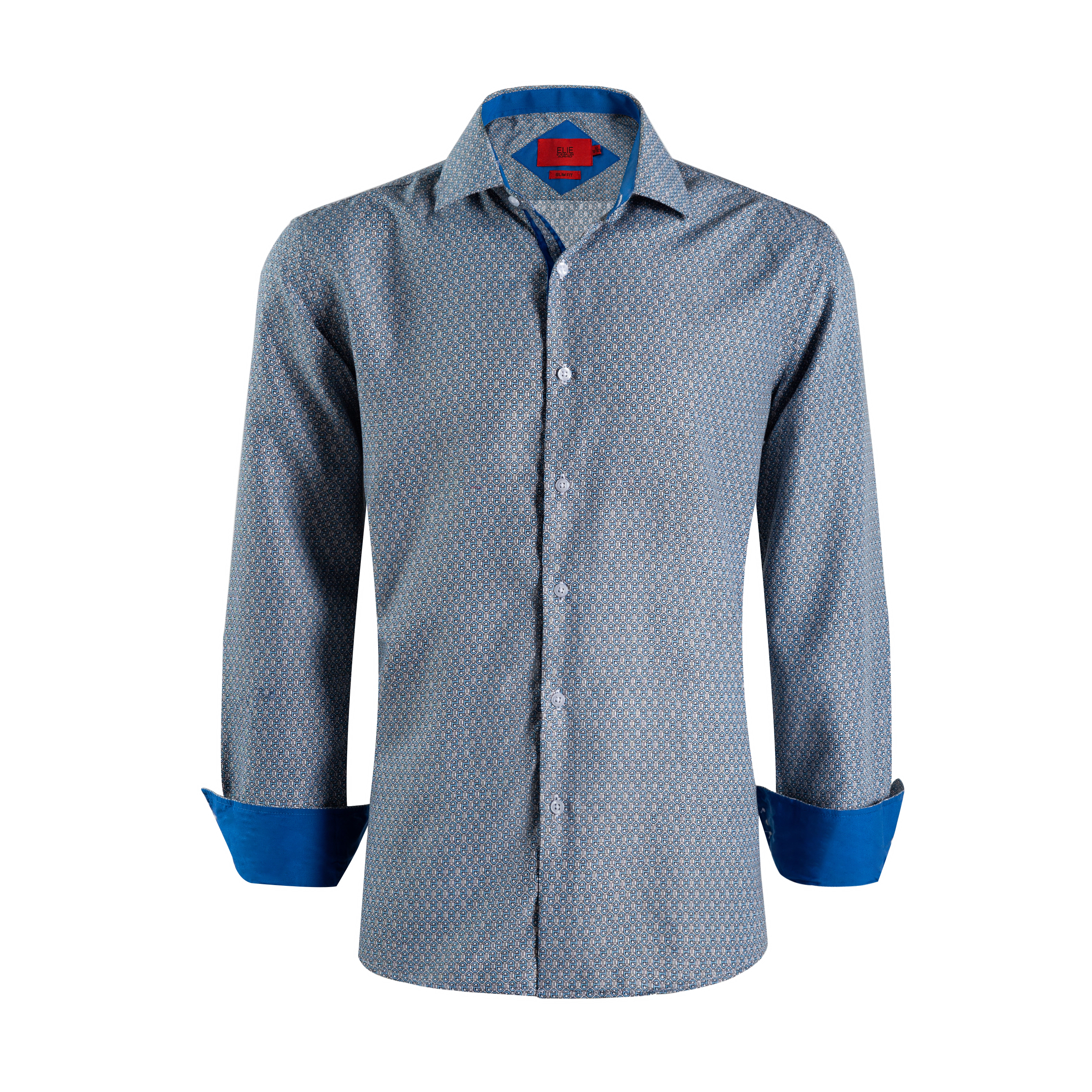 Elie Balleh Boys Slim Fit Geometric Print Shirt