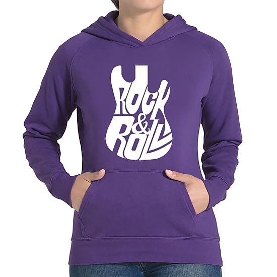 LA Pop Art Rock And Roll Guitar - Women's Word Art Hooded Sweatshirt