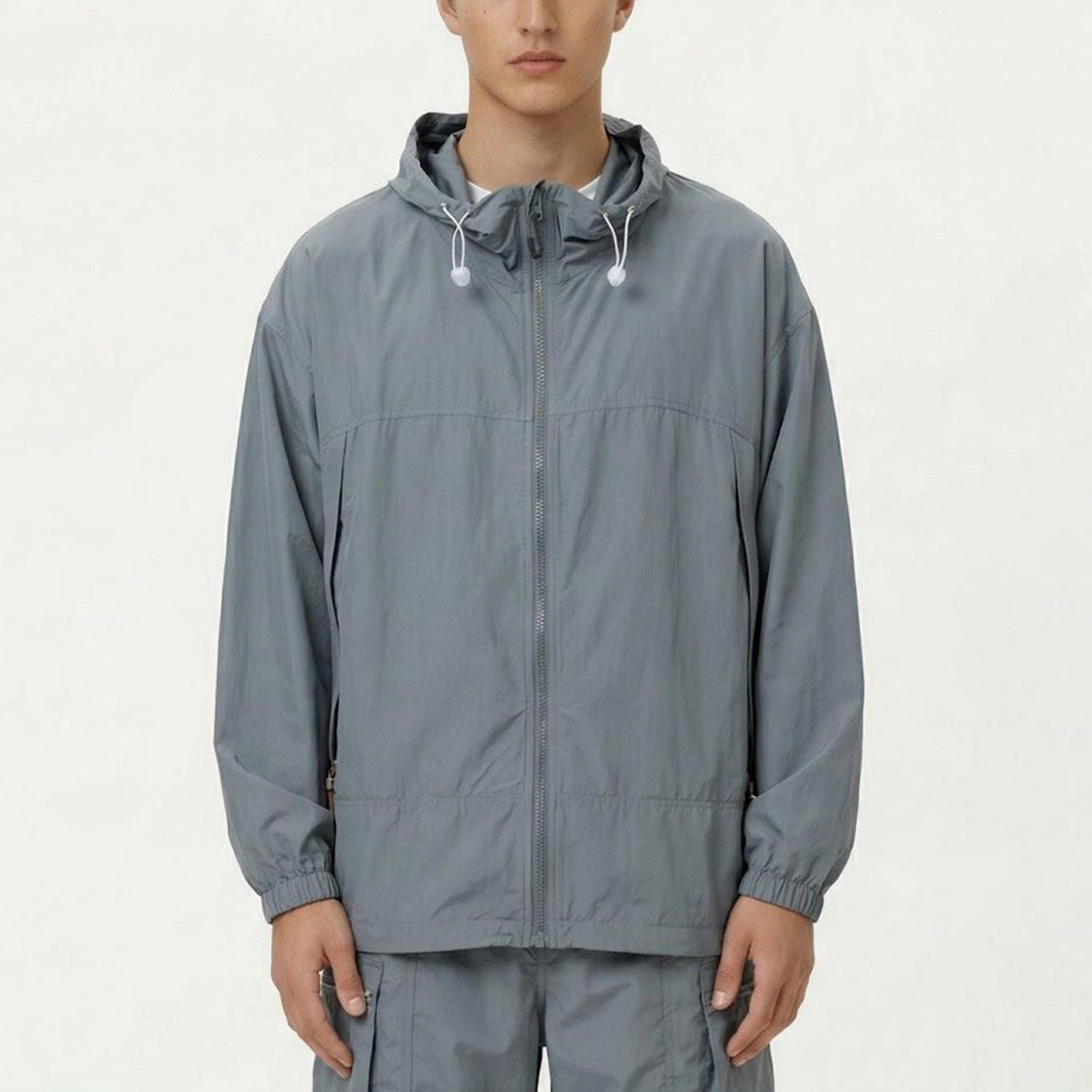 Anna-Kaci Men's Lightweight Hooded Windbreaker Jacket with Full Zip Closure Elastic Cuffs and Adjustable Hem