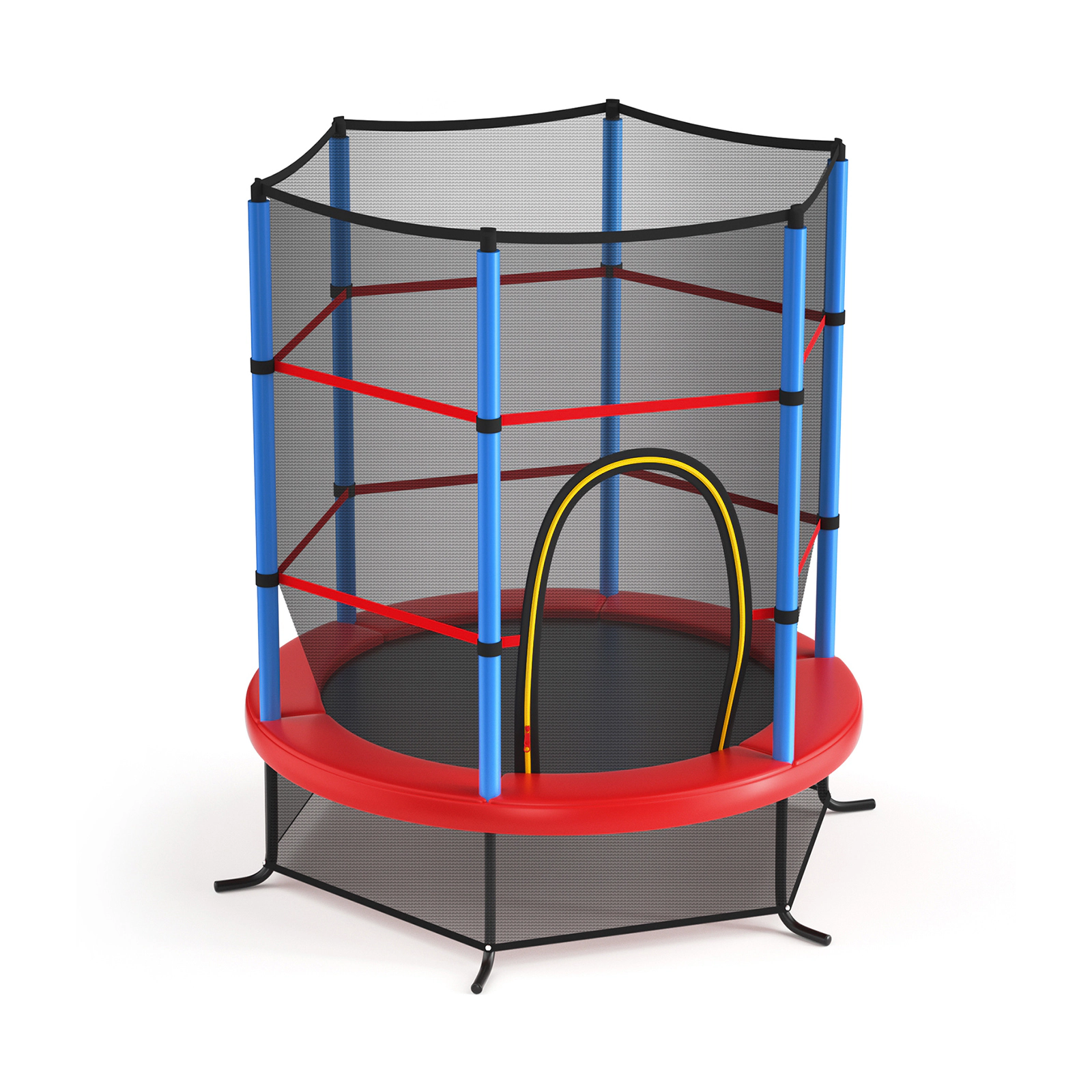 SUGIFT Kids Recreational Trampoline with Enclosure Net 300-lb Capacity Navy Jump Pad with Zippered Door & L-Shaped Legs