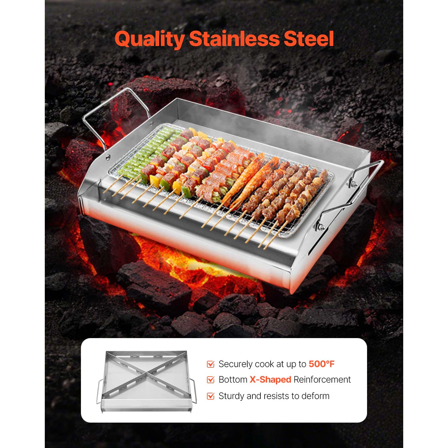 HONGGE Stainless Steel Griddle Universal Flat Top Rectangular Plate Gas Grill Griddle for BBQ Grill Teppanyaki Portable