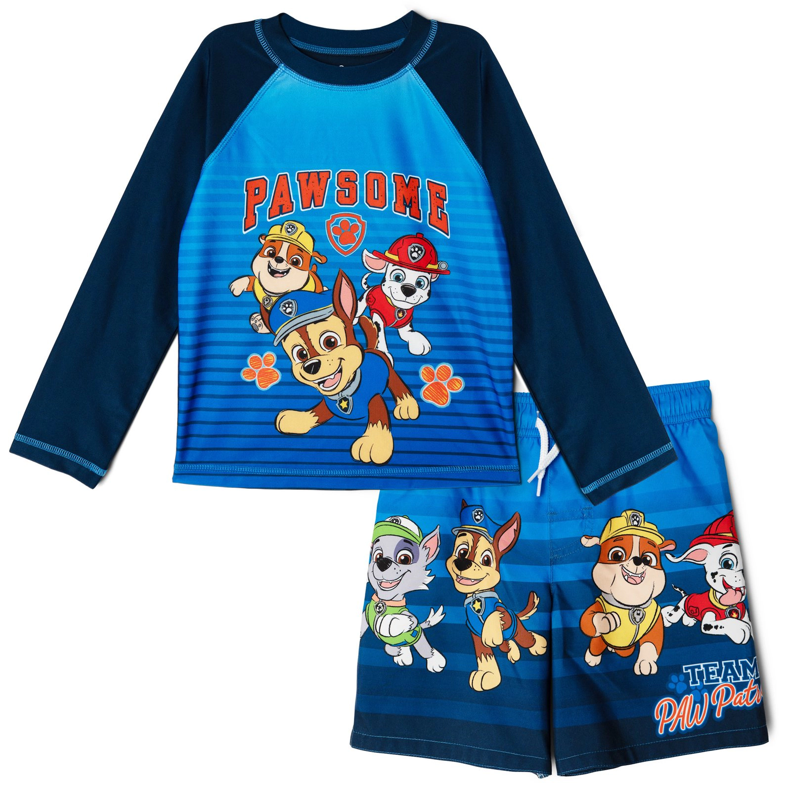 Paw Patrol Boys' Swimwear 2-Piece Rash Guard and Trunks Set