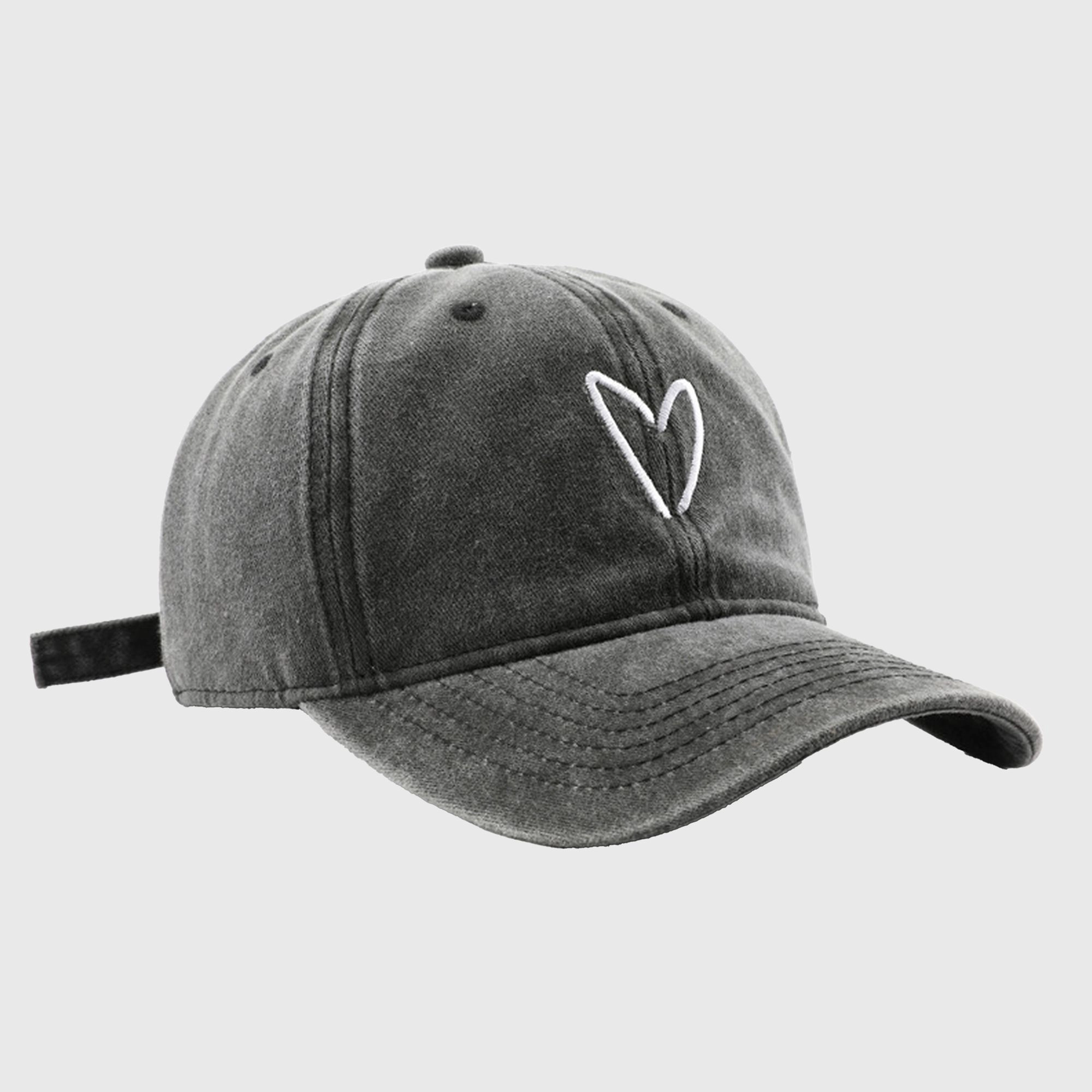 Anna-Kaci Women's Vintage Washed Baseball Cap with Valentine Heart Embroidery