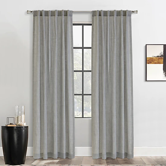 Habitat 100% Polyester Johnstown Light Filtering Faux Linen Textured Dual Header Curtain Panel 52" x 63" Silver