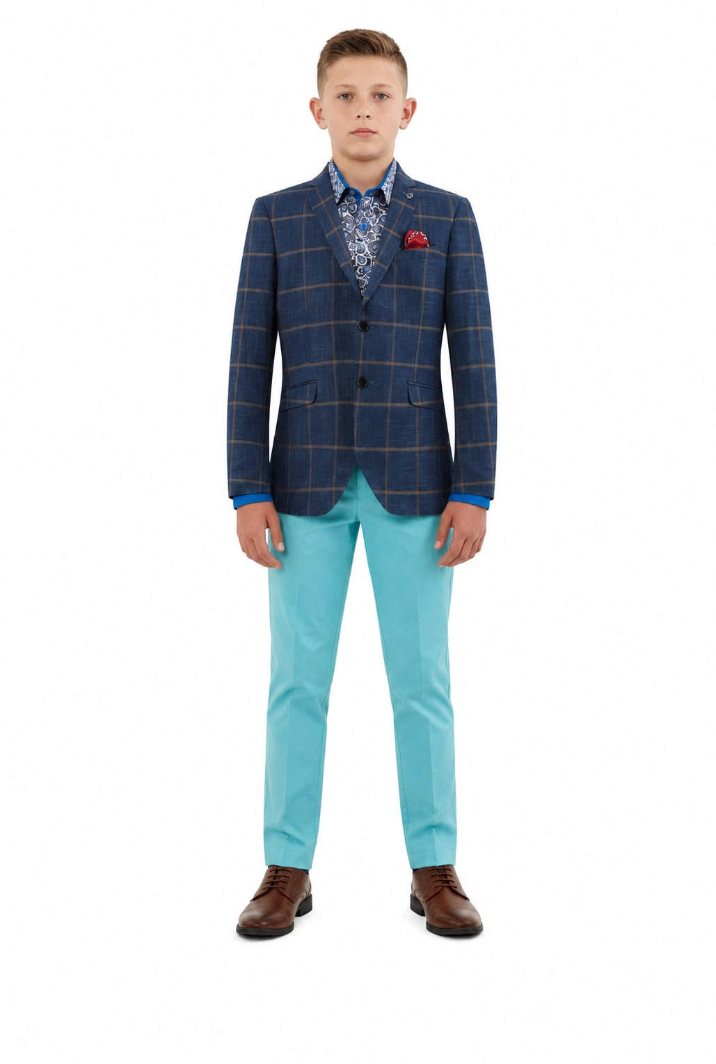 Elie Balleh Boys Slim Fit Boys' Plaid Jacket