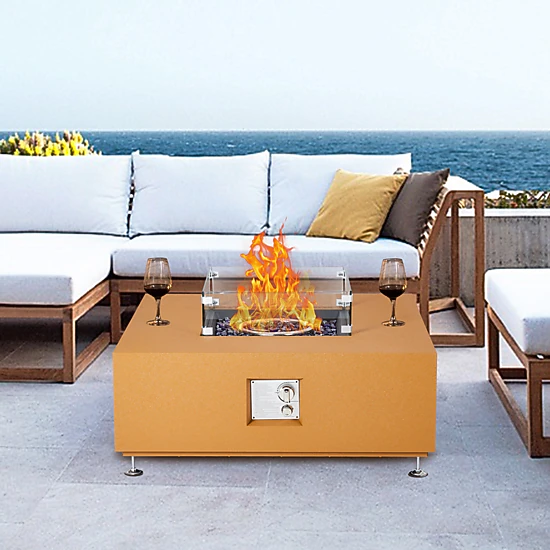 BebreezChic Portable Gas Fire Pit Table with Sturdy Steel Frame Wind ...