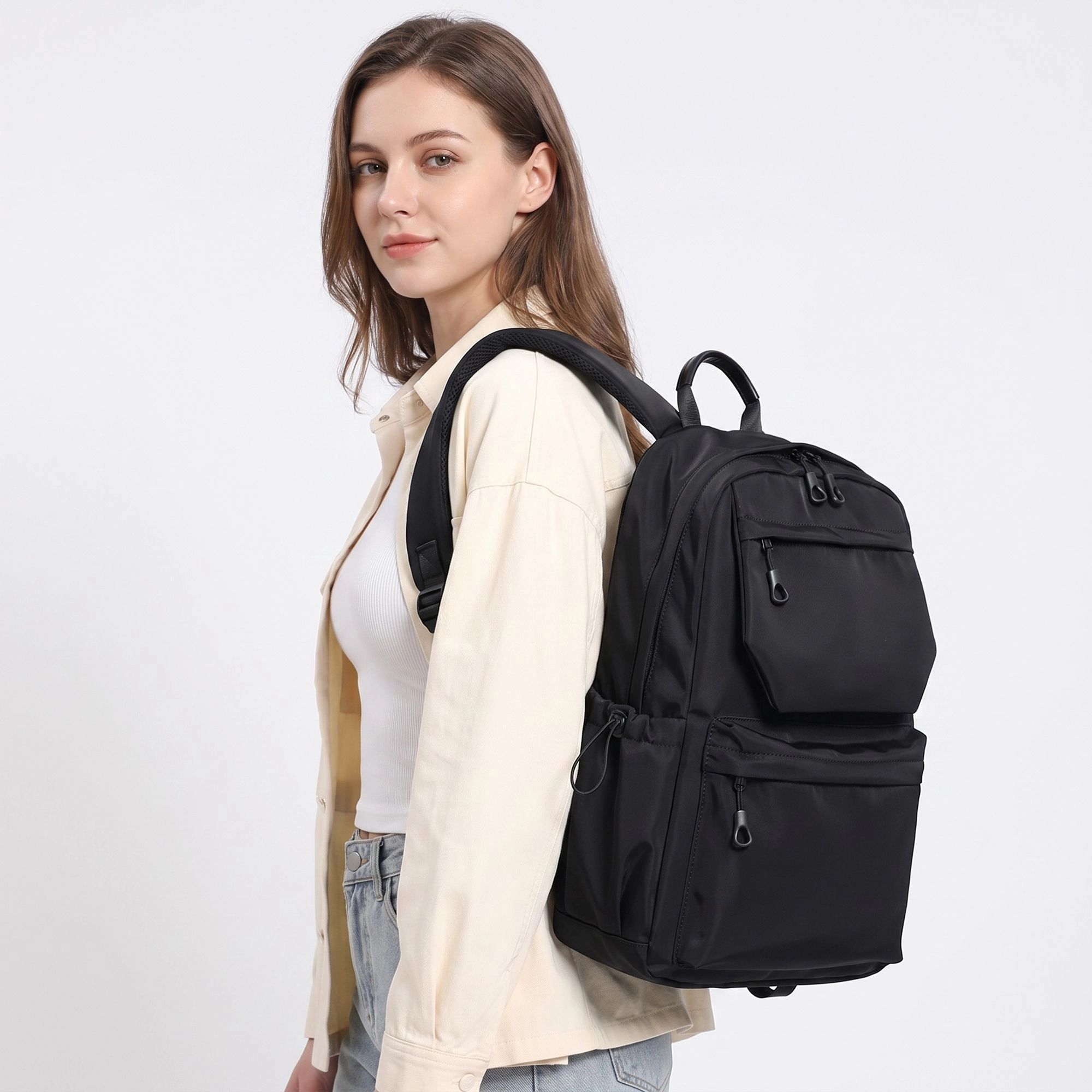 Alilang Women's Modern Minimalist Laptop Backpack -  Multi-Pocket Daypack for School, Work, and Travel