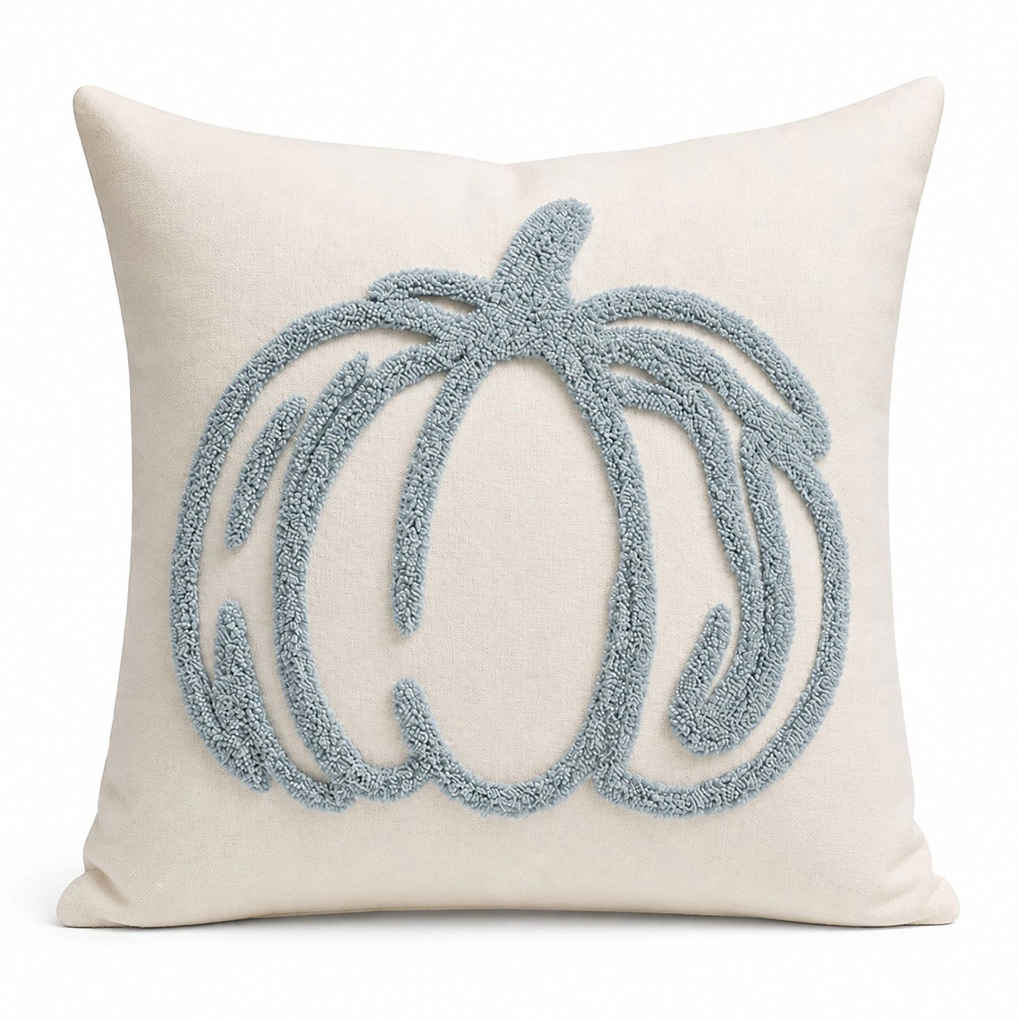 Alilang Fall Tufted Pumpkin Outline Decorative Throw Pillow Cover