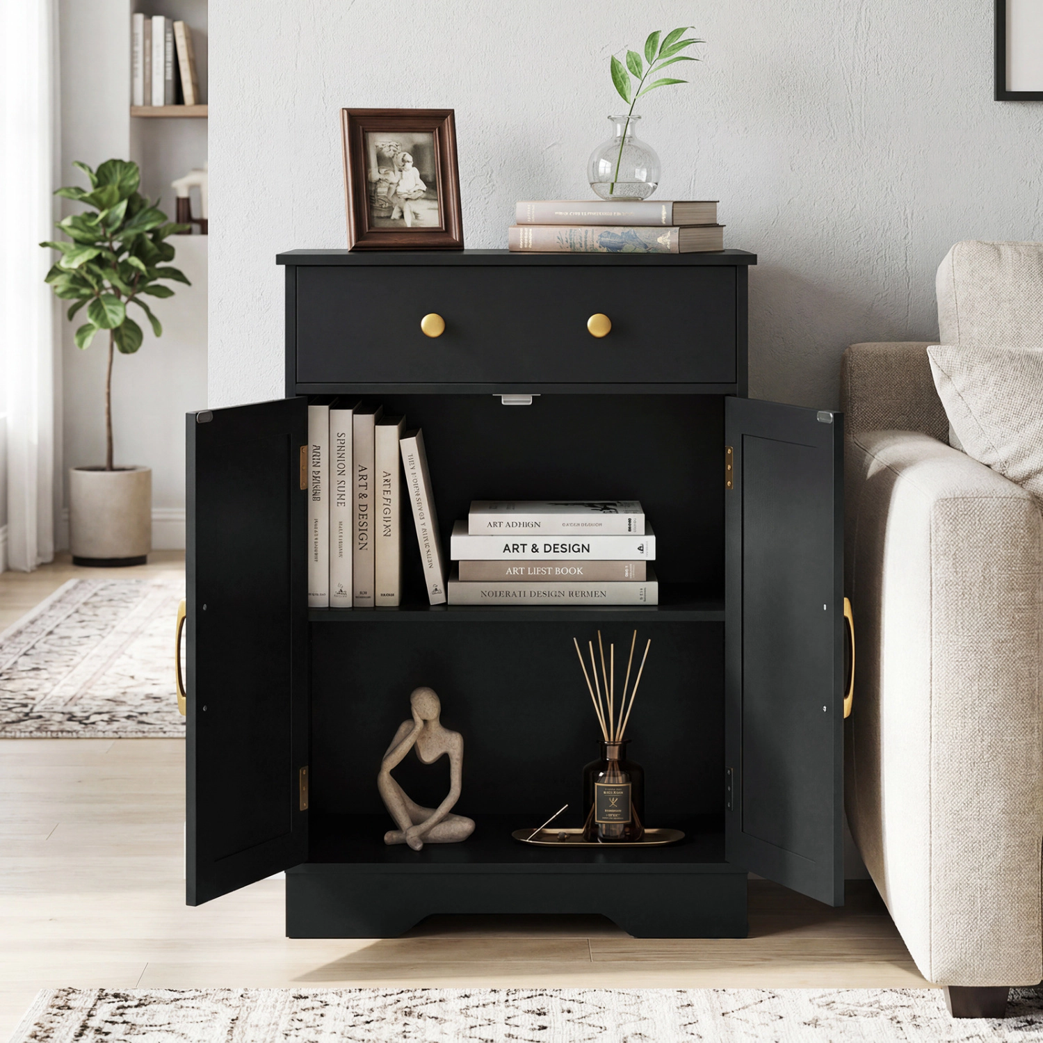 SlickBlue Freestanding Bathroom Cabinet with Drawer and Shelf