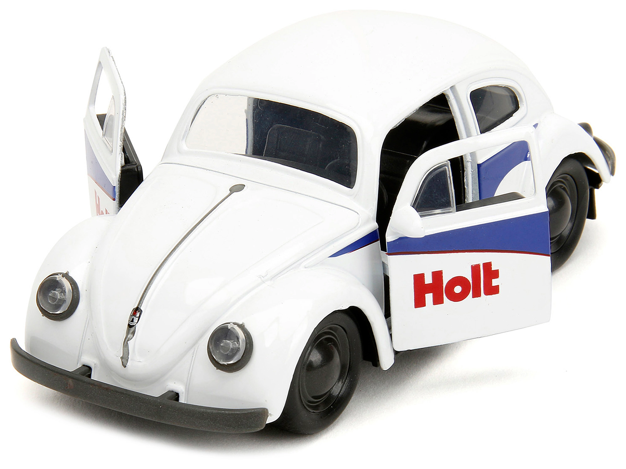 Jada 1959 Volkswagen Beetle "Holt" White with Blue Graphics and Boxing Gloves Accessory "Punch Buggy" Series