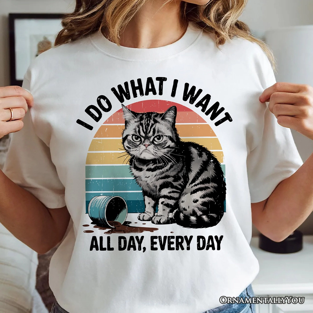 OrnamentallyYou Unisex I Do What Want Cat Retro T-Shirt