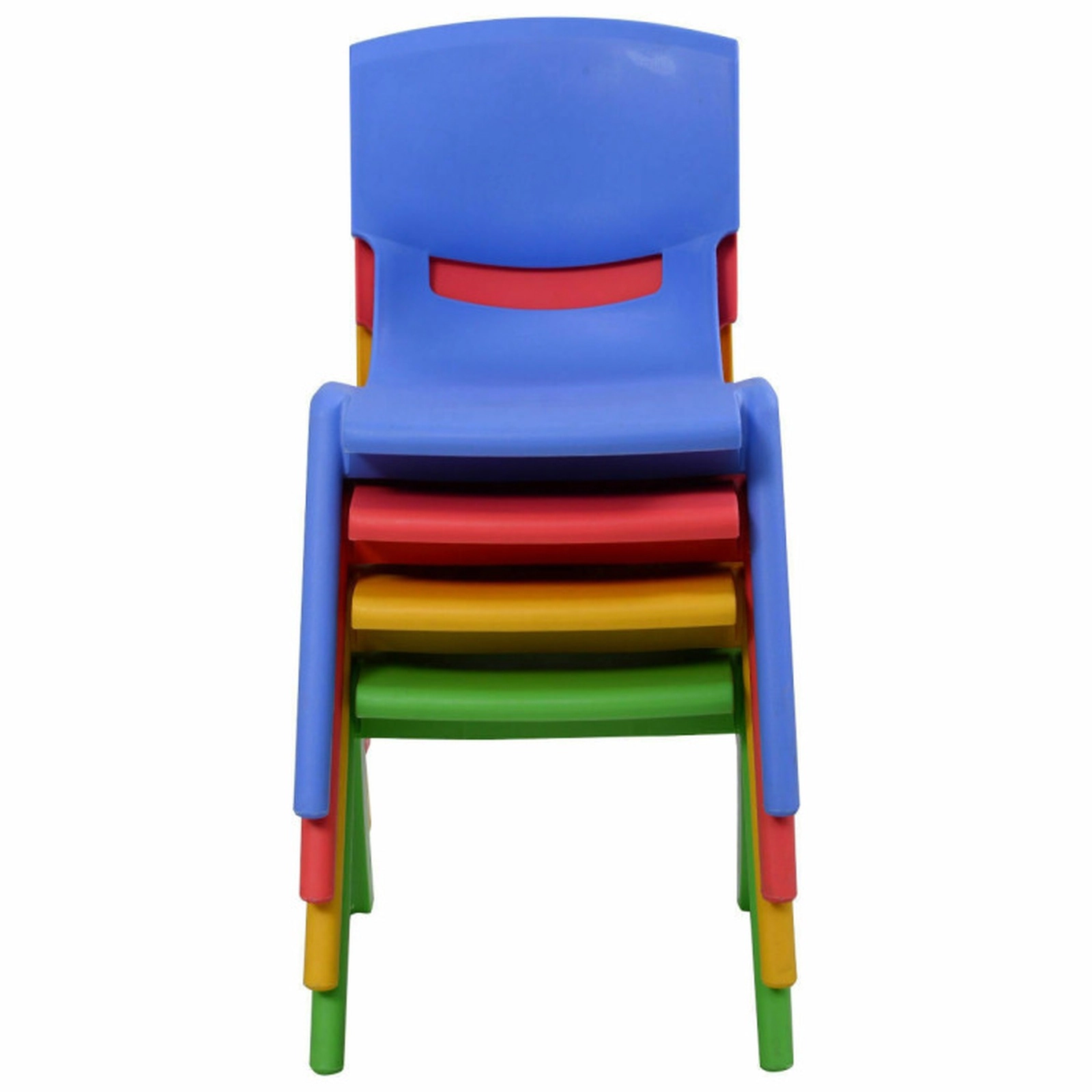 SUGIFT 4-Pack Stackable Plastic Children Chairs 176-lb Capacity Ages 3-8 21-in Tall Red/Blue Colorful HDPE and Steel