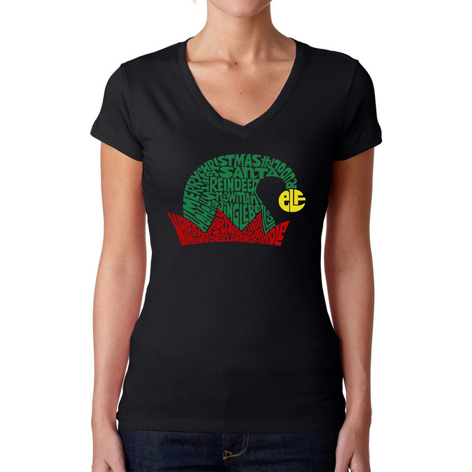 LA Pop Art Womens Word V-Neck T-Shirt