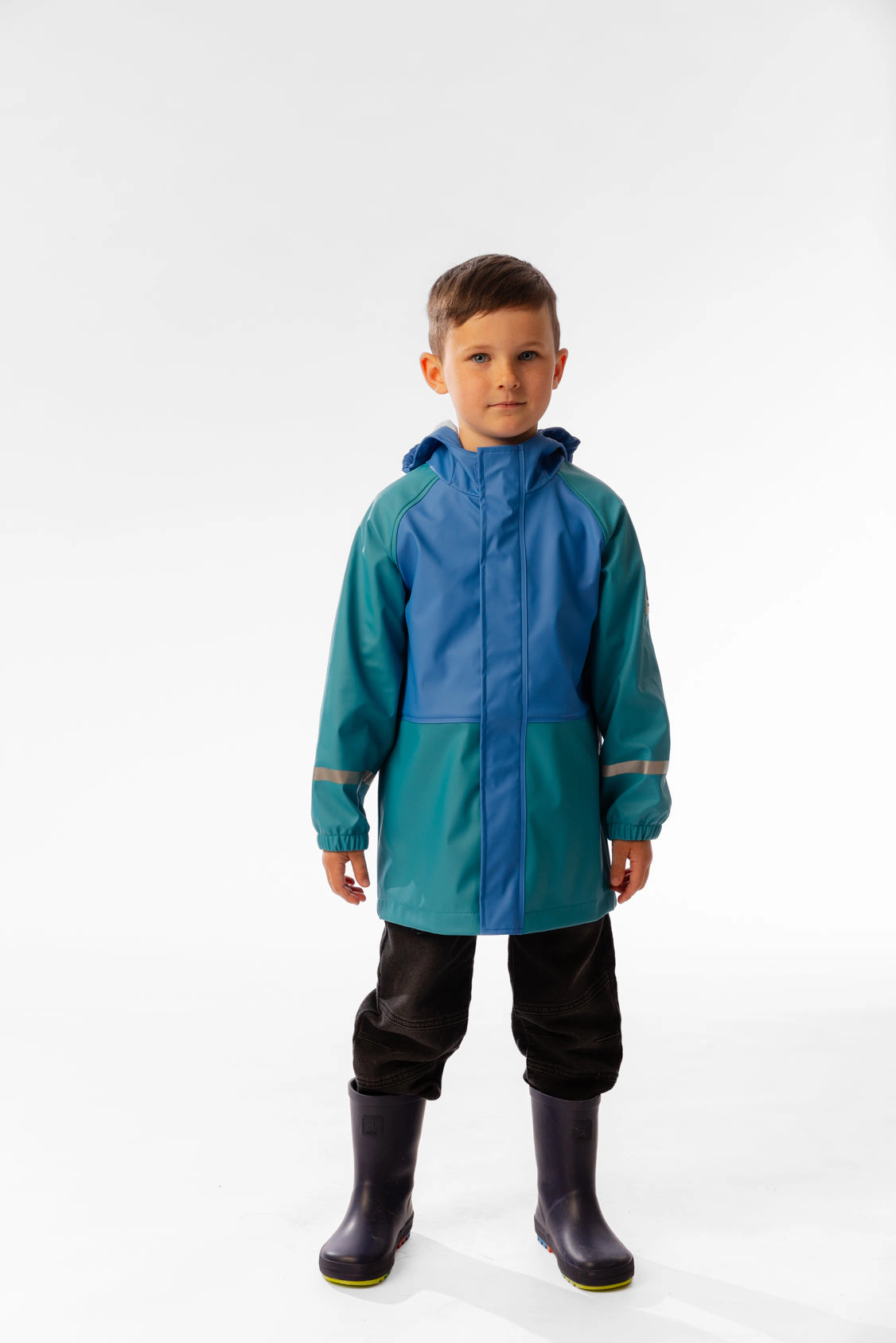 Deux par Boys Color-Block Raglan Sleeve Hooded Rain Jacket