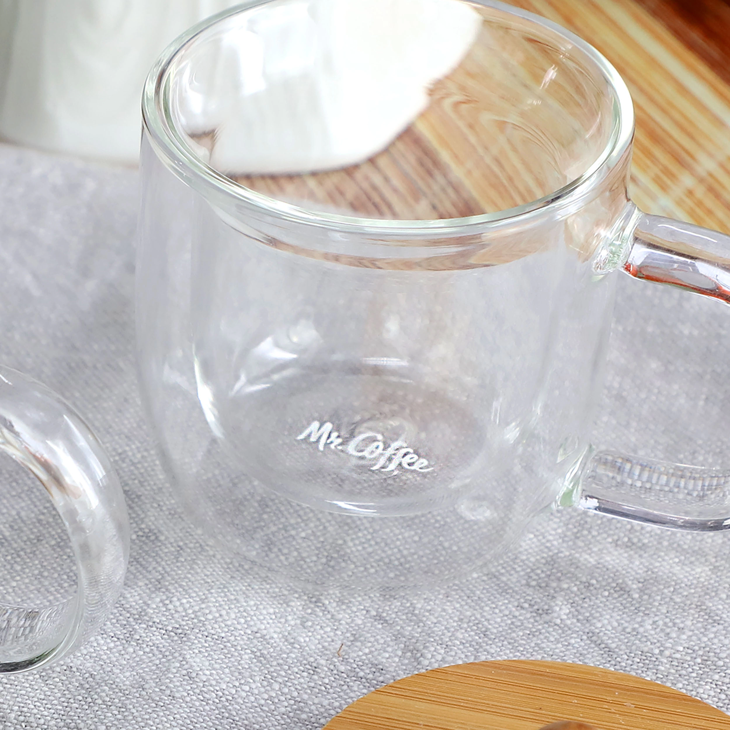 Gibson Homewares Mr. Salon Expresso 2 Pack 3 Ounce Clear Mug Set- Double Wall