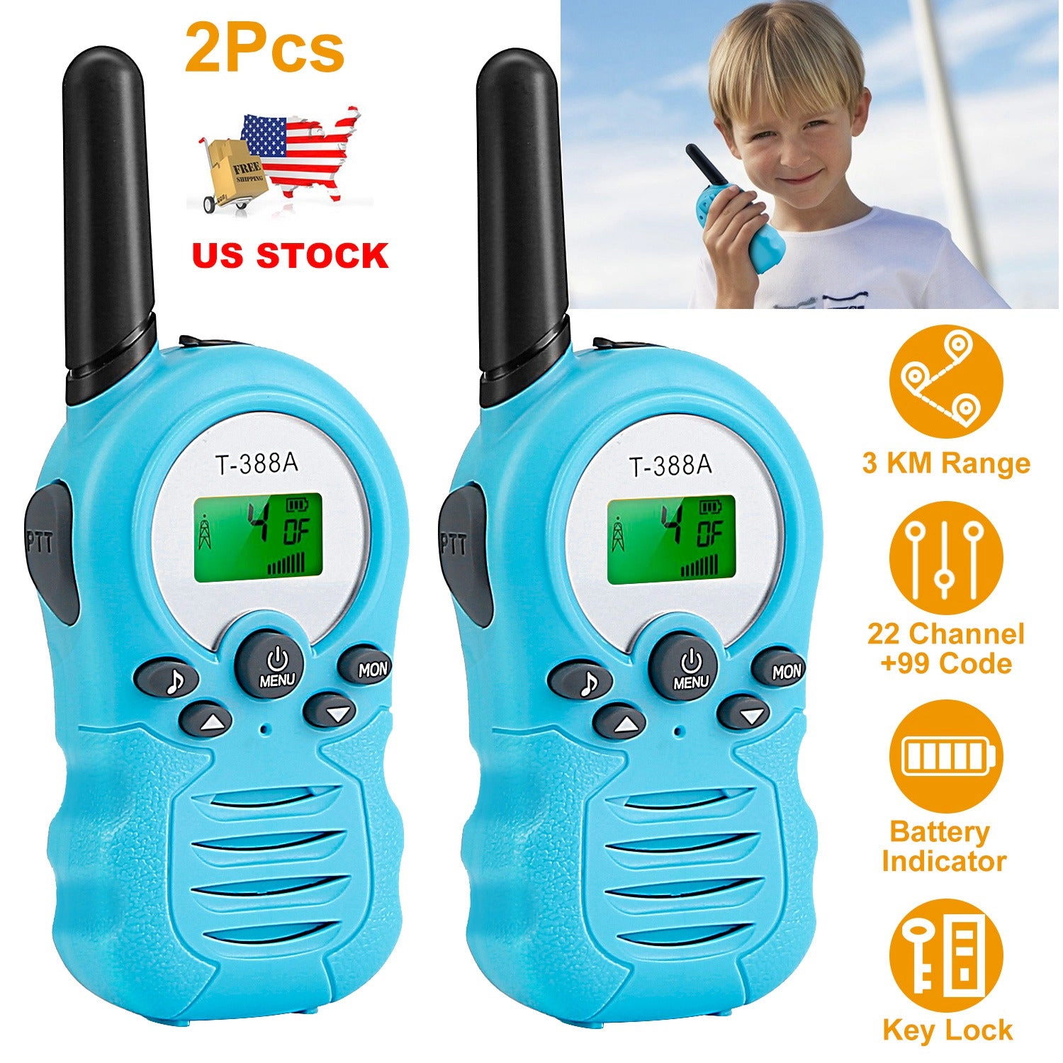 GBruno 22-Channel Kids Walkie Talkies Set