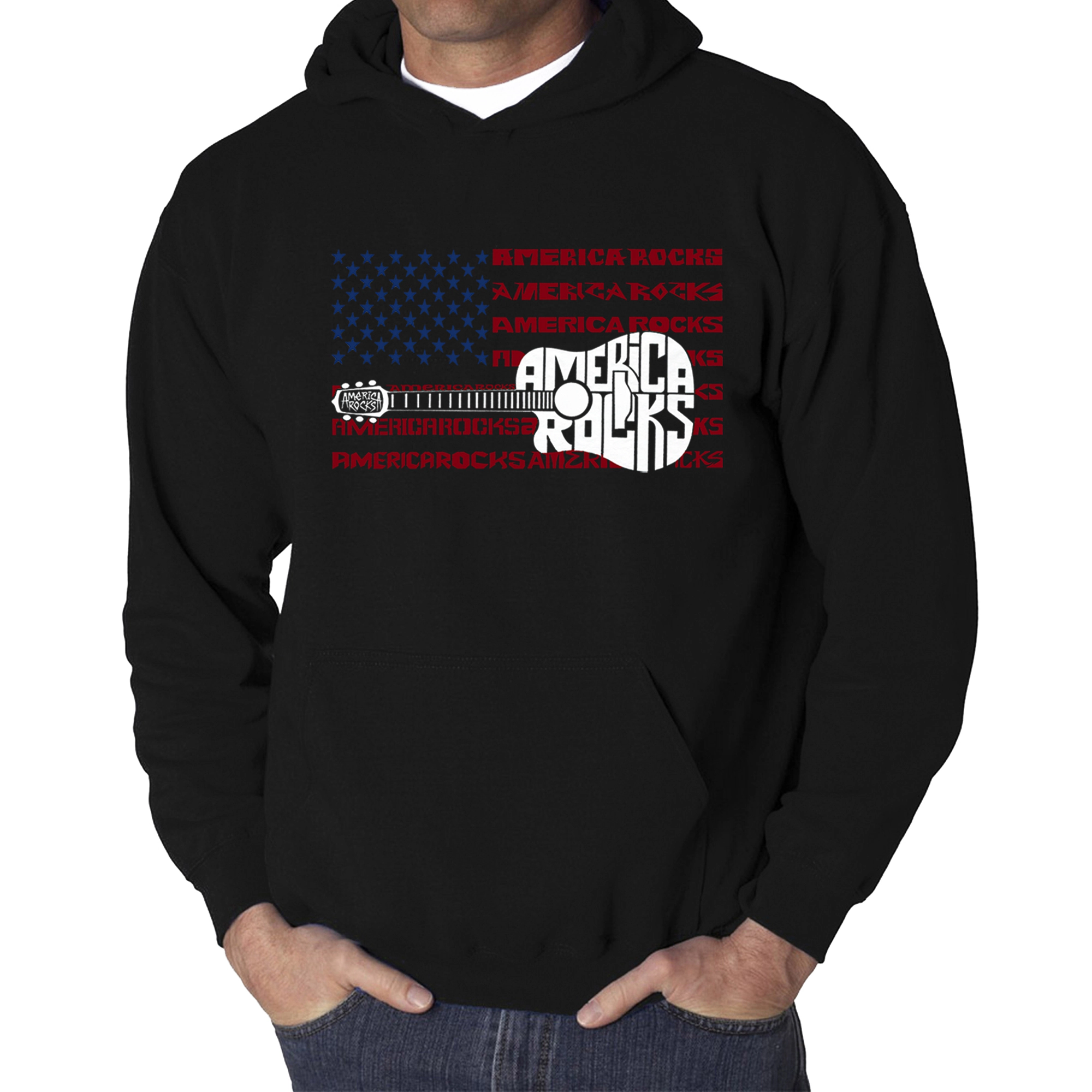 LA Pop Art America Rocks - Men's Word Hooded Sweatshirt