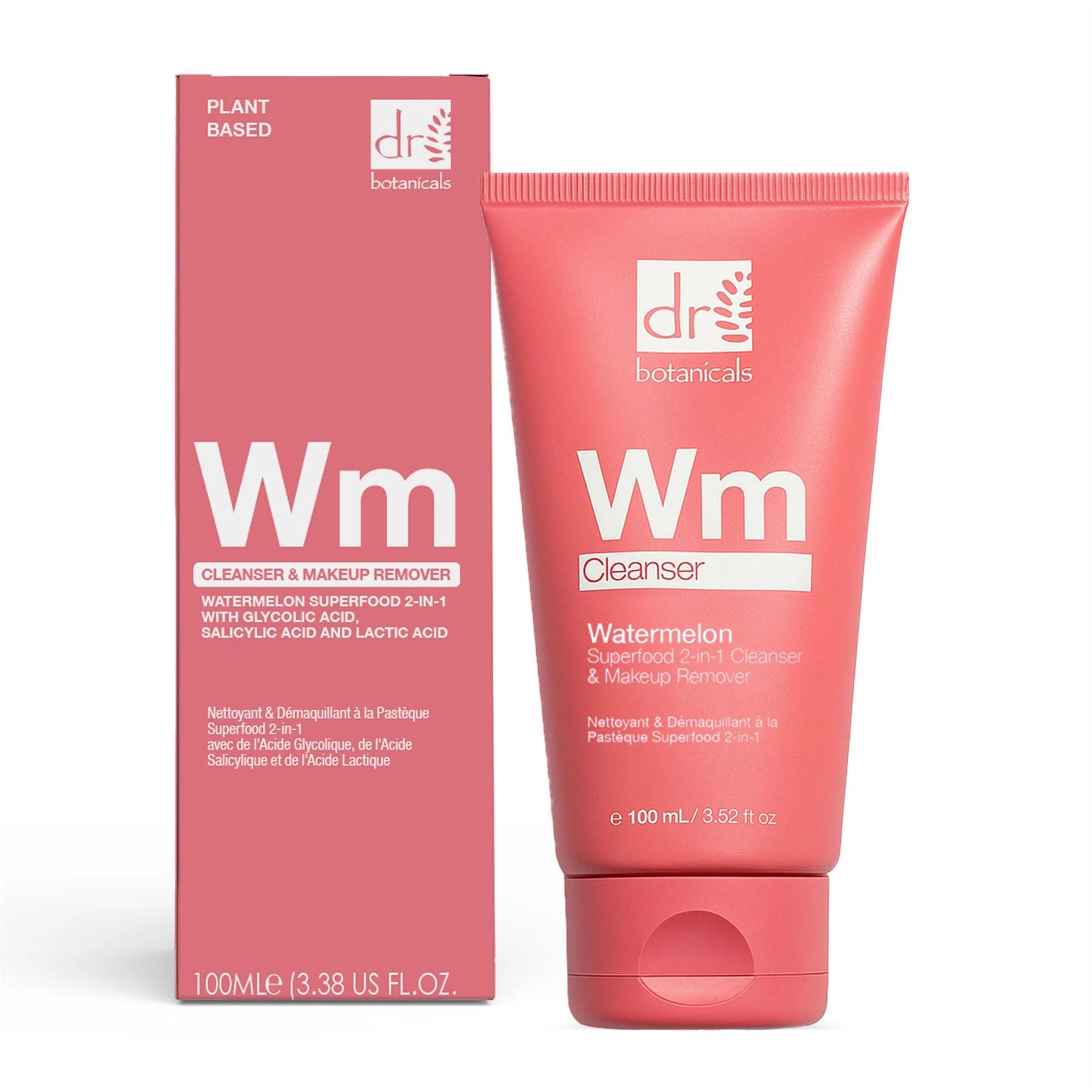 Dr. Botanicals Watermelon 2-in-1 Cleanser & Makeup Remover with Glycolic Acid, Salicylic Acid, Lactic Acid 100ml