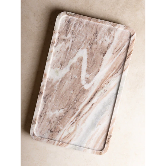 GAURI KOHLI Clover Beige Marble Tray