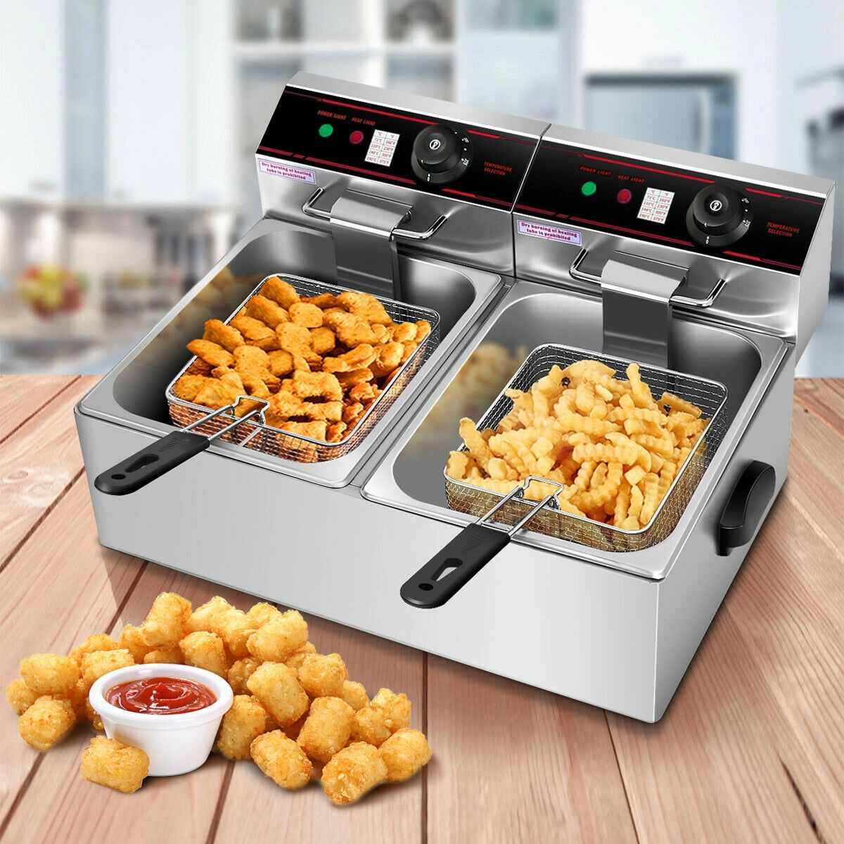 SlickBlue Commercial Style Electric Fryer for Home and Food Service Cooking