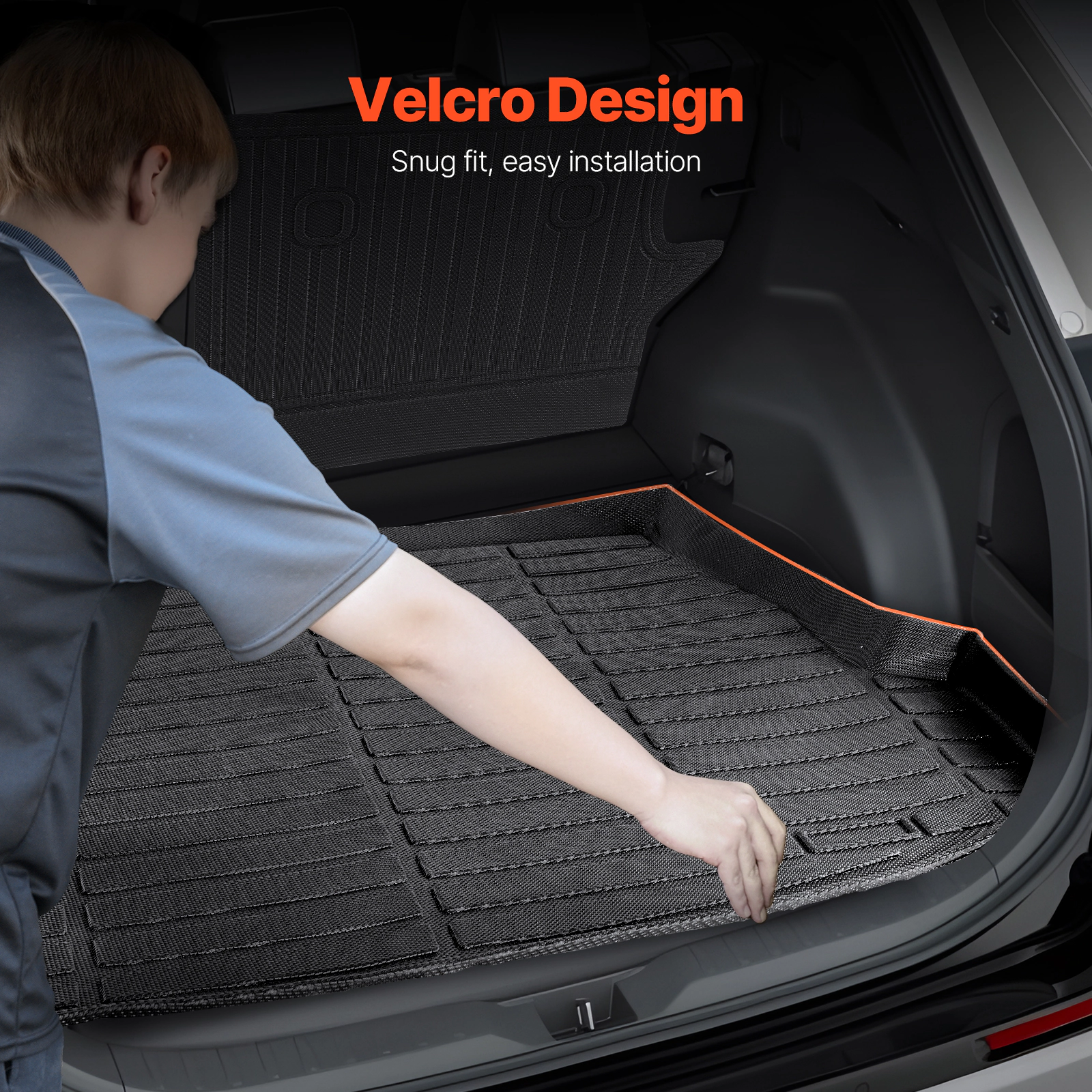 HONGGE Custom Fit TPE Cargo Mat for Toyota RAV4 2019-2024, Trunk Liner with Backrest Mats, Waterproof Protector, Black