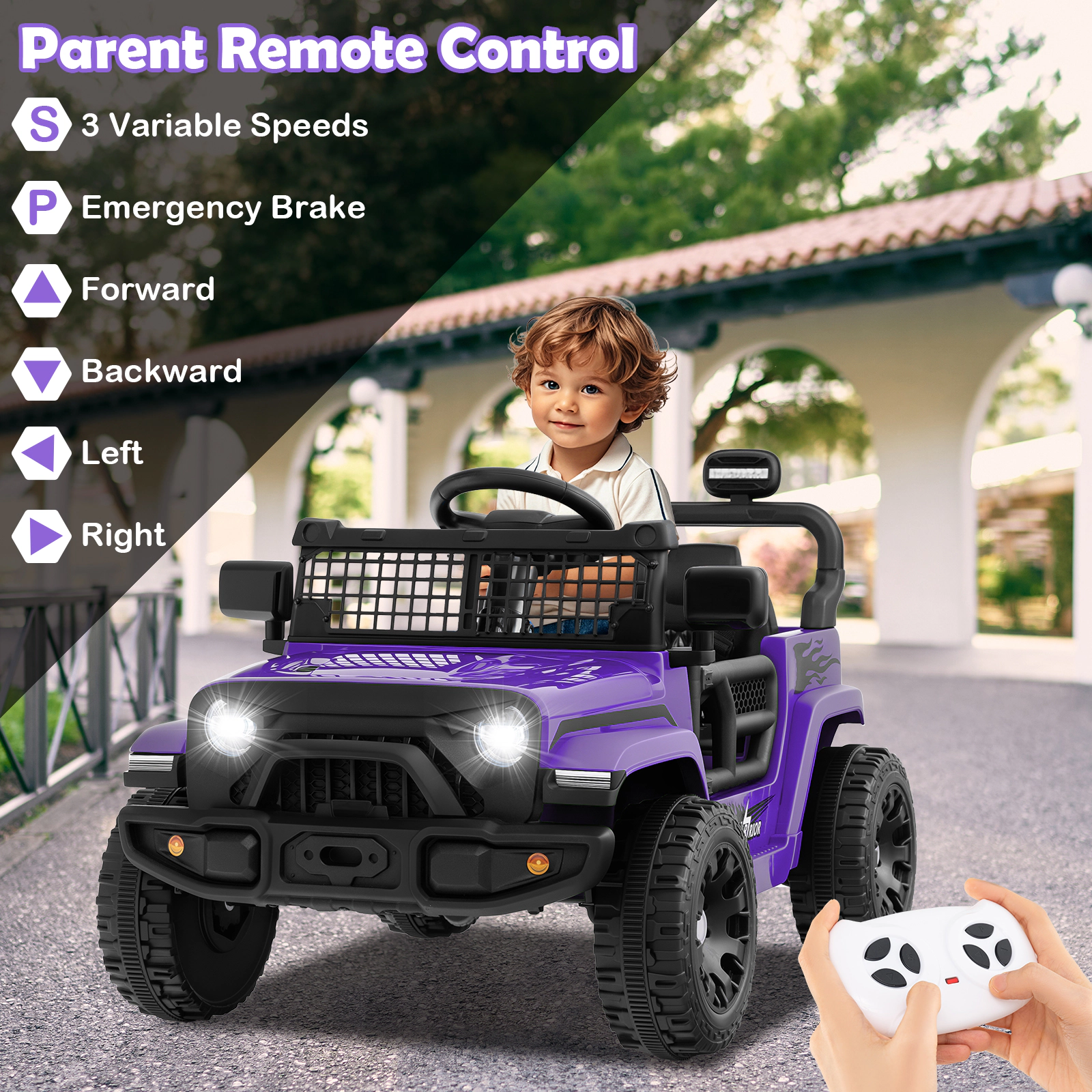SUGIFT Spring Suspension 12V Kids Ride On Truck Battery Powered Electric Vehicle
