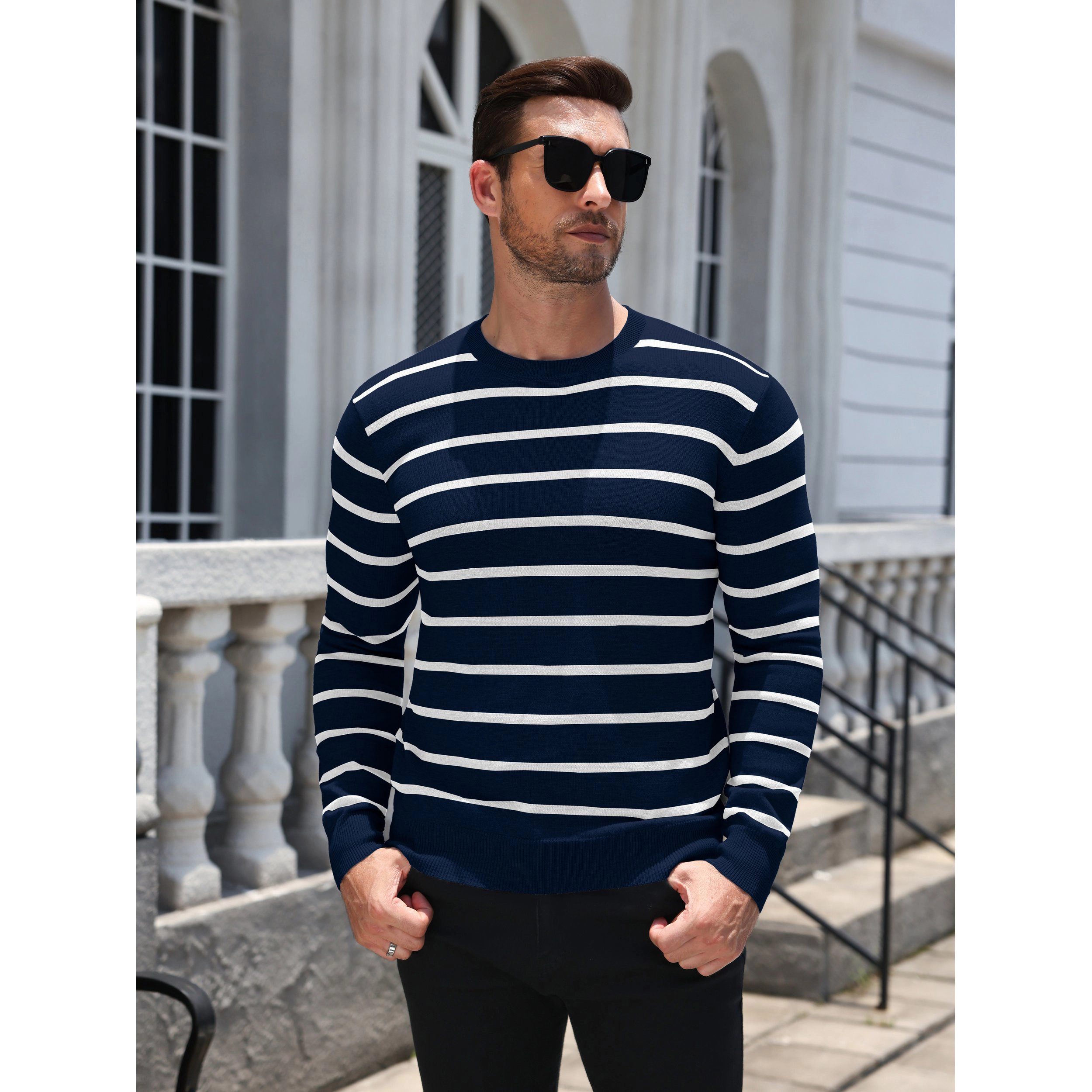 COOFANDY Men's Regular Fit Crew Neck Long Sleeve Pullover Sweater