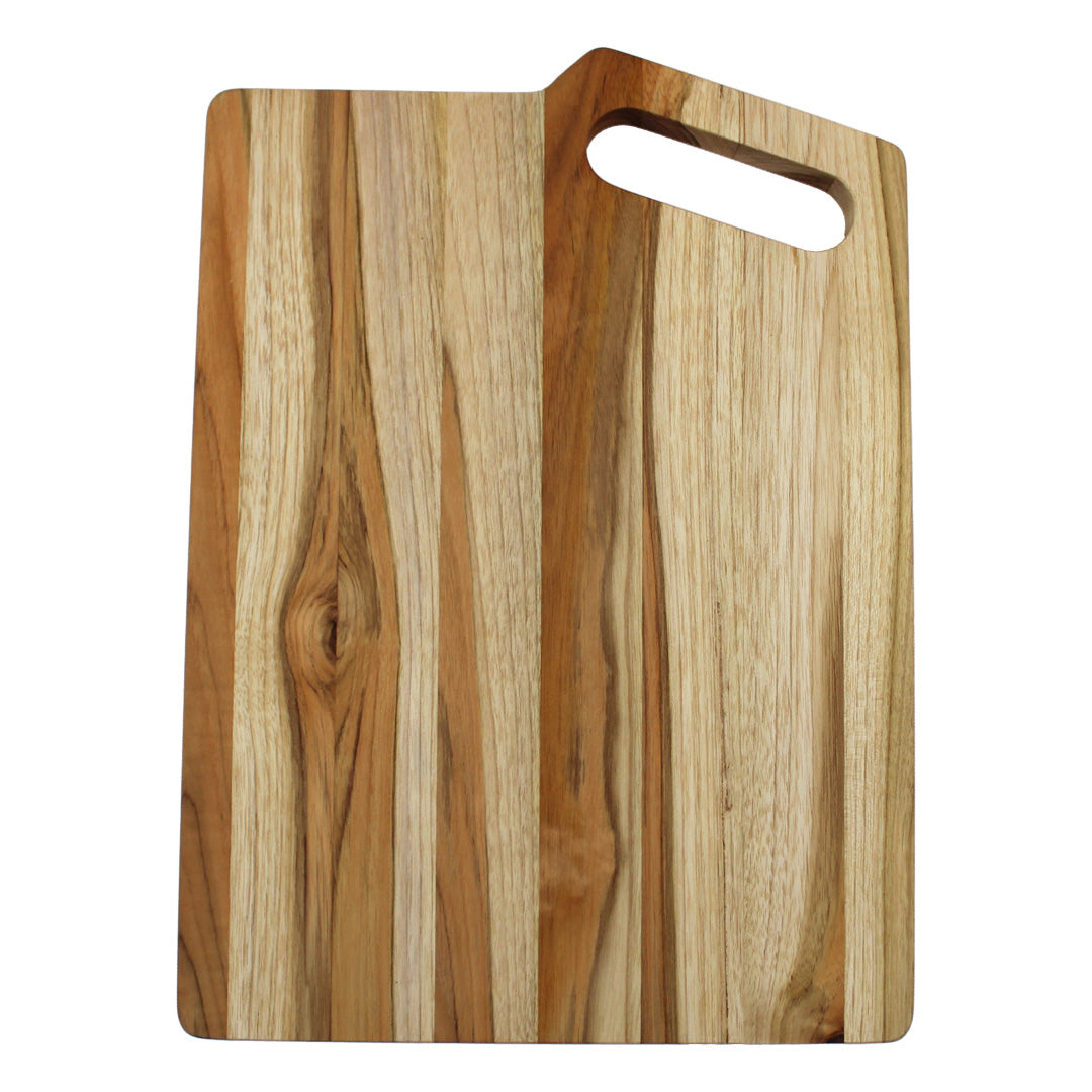 EcoDecors 18" x 14" Extra-Large Teak Edge-Grain Cutting Board with Juice Groove and Handle