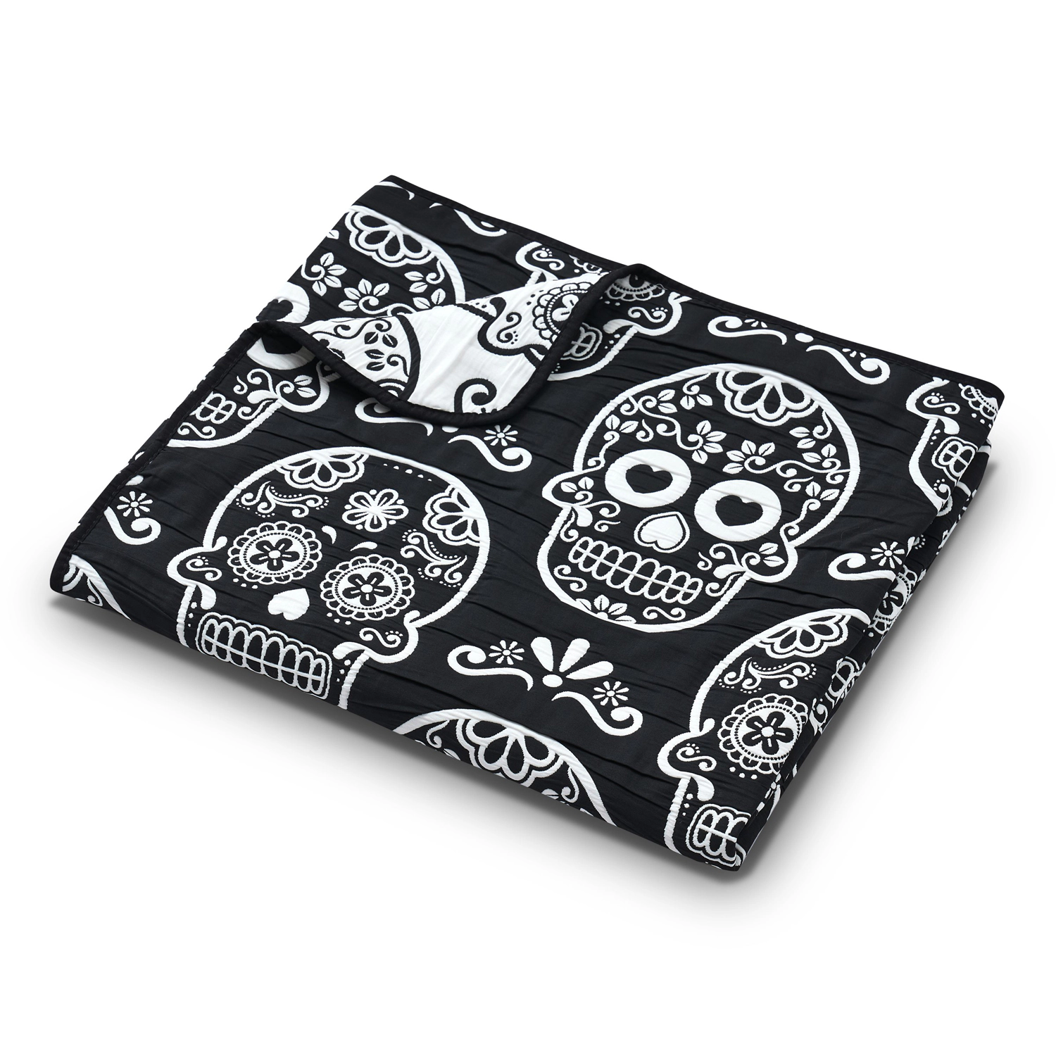 Greenland Home Fashions Sugar Skull 100% Polyester Accessory Throw 50x60 Black
