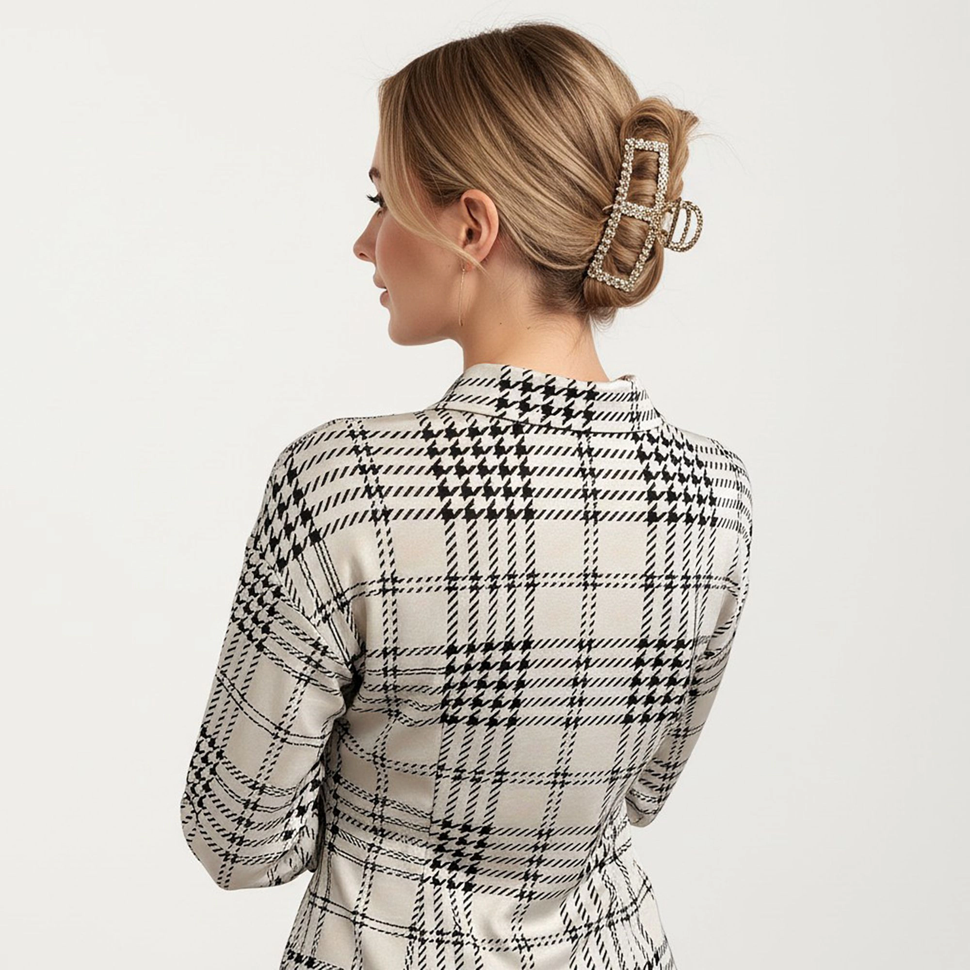 Anna-Kaci Women's Plaid Long Sleeve Button Front Waist Seaming Shirt Dress