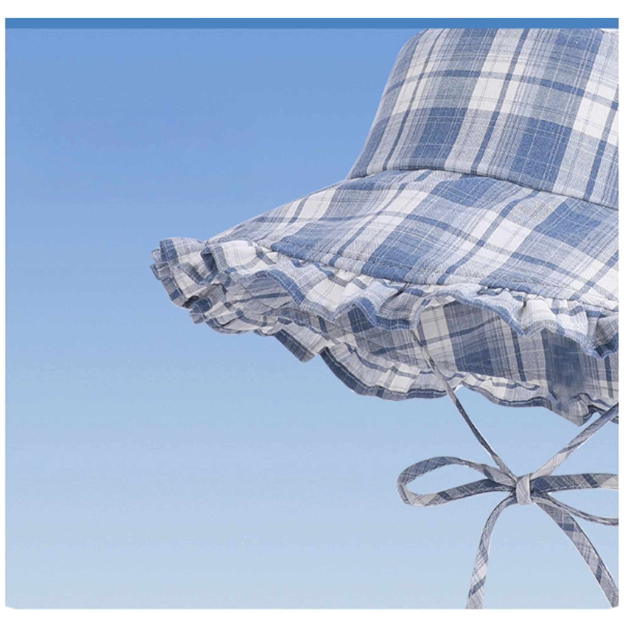 Anna-Kaci Women's Plaid Bucket Hat with Ruffle Brim Adjustable Cotton Sun Hat Lightweight Summer Sun Protection Hat