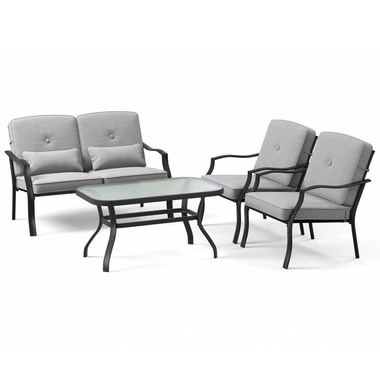 Hivvago 4 Pieces Outdoor Conversation Set With Seat Back Cushions And Waist Pillows