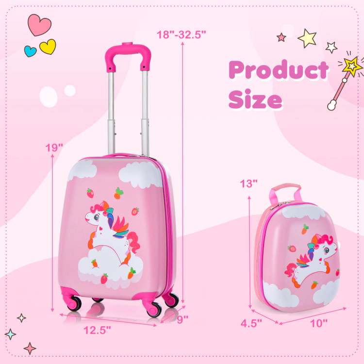 Hivvago 2 Pieces Kids Carry-on Luggage Set with 12 Inch Backpack
