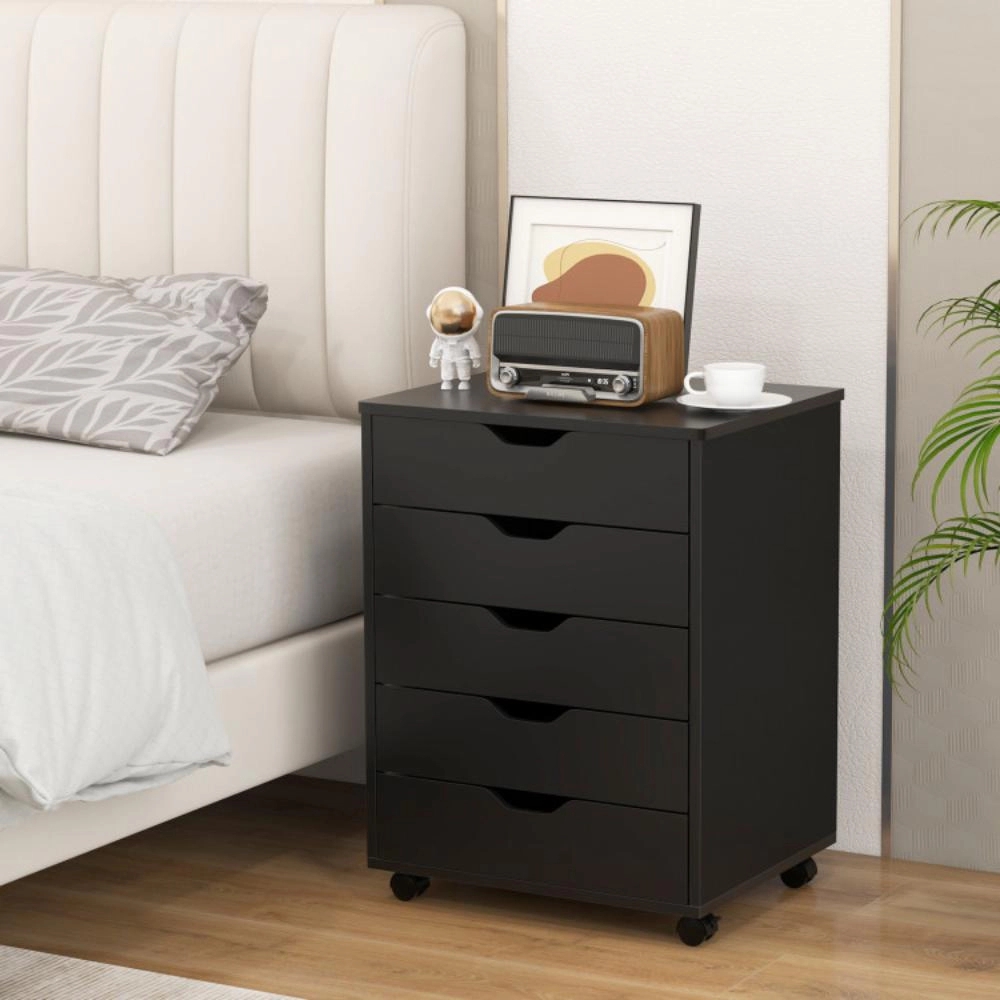 Hivvago 5 Drawer Mobile File Cabinet with Wheels for Living Room