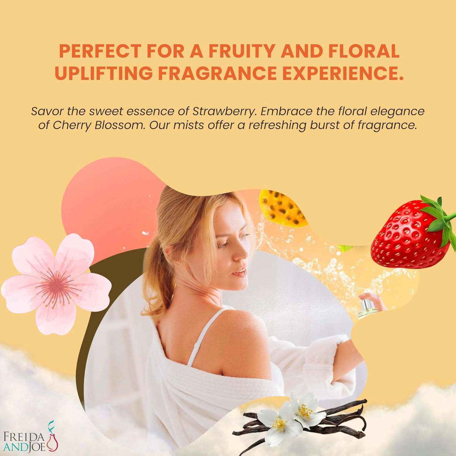 Freida and Joe  Women Cherry Blossom, Strawberry, Vanilla Body Splash Valentine's Gift