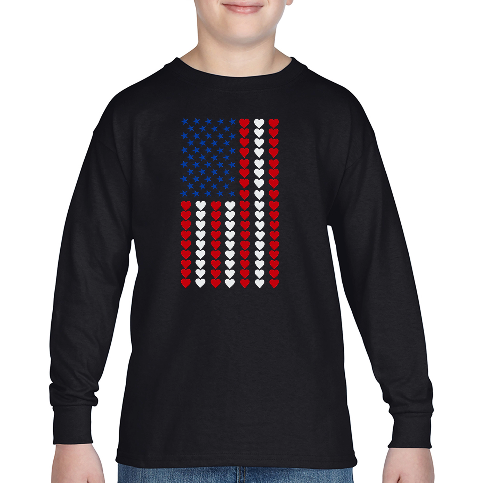 LA Pop Art Boys Long Sleeve T-Shirt - Heart Flag