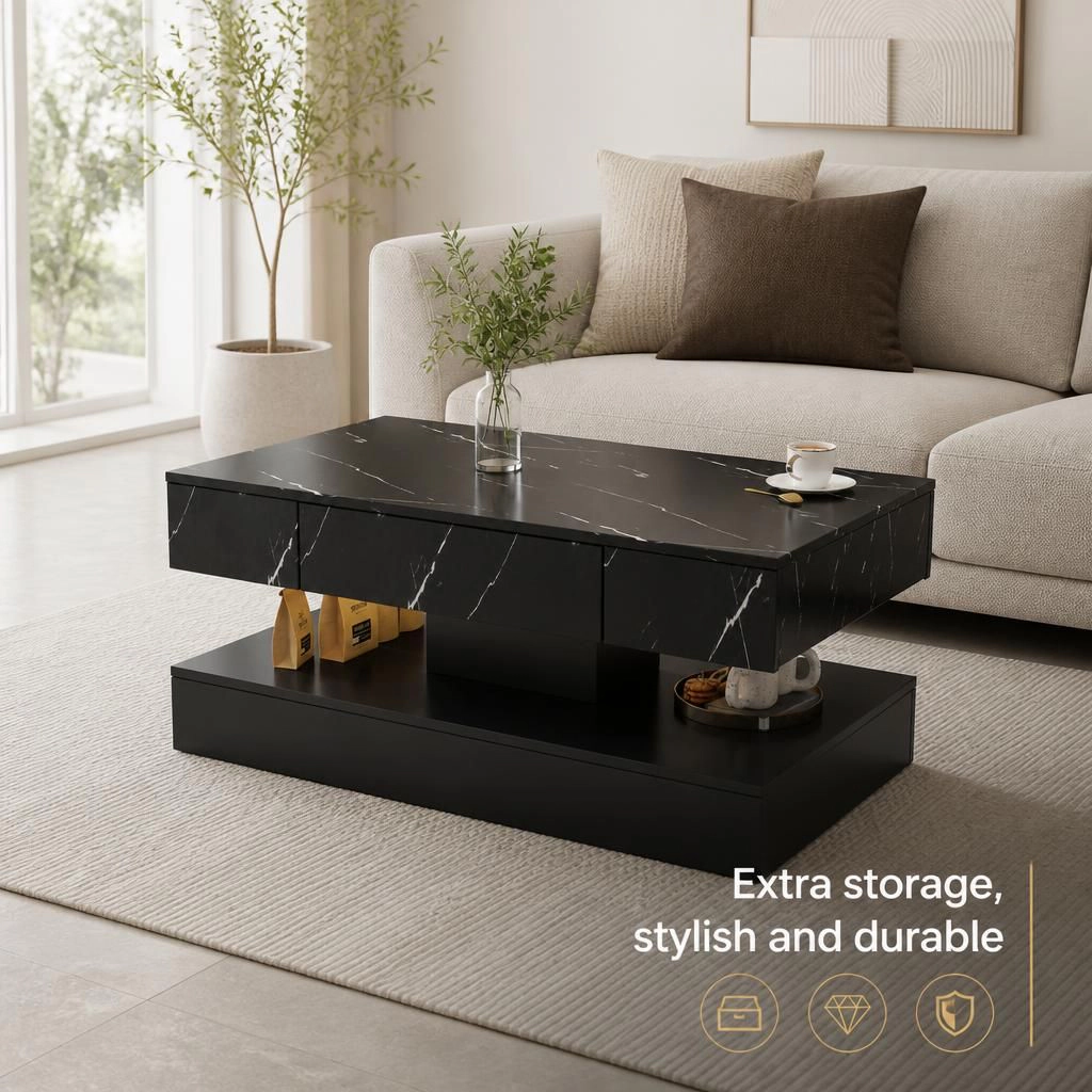 GOODSILO Modern Rectangular Low Profile Coffee Table