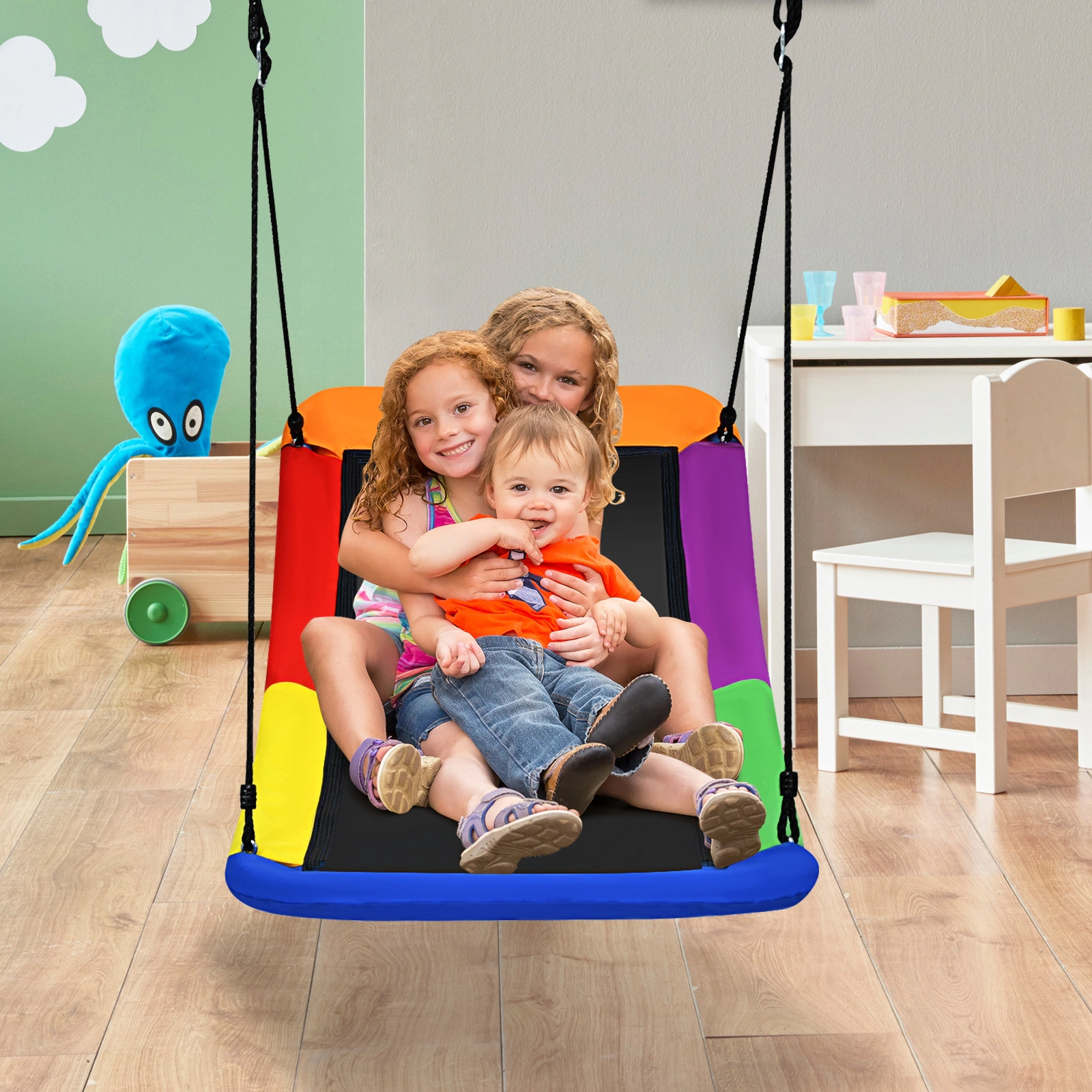 SUGIFT 60 x 32 in Platform Swing with 700 lb Capacity, Adjustable Rope and Padded Steel Frame