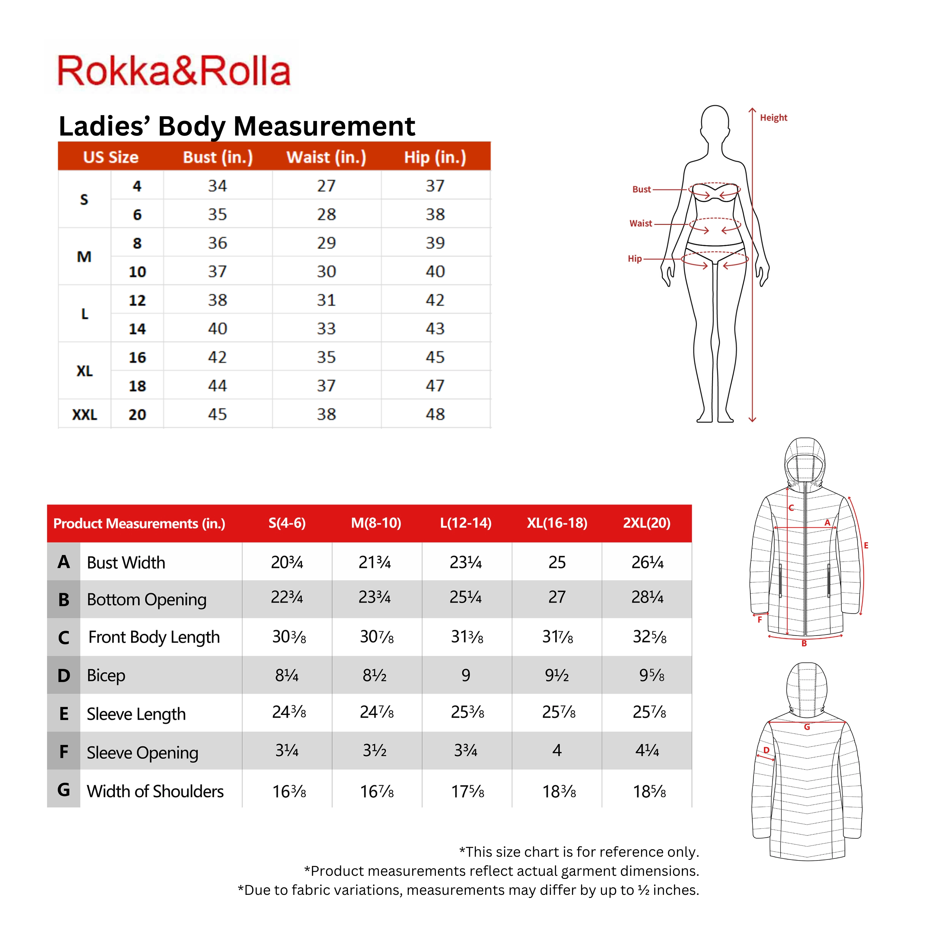 Rokka&Rolla Womens Lightweight Packable Hip-Length Puffer Jacket
