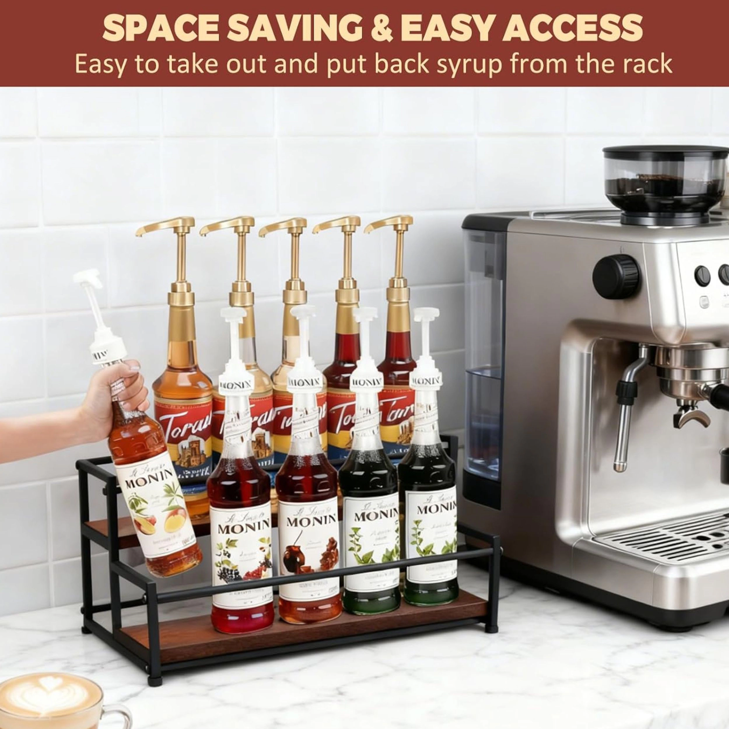 Stock Preferred Metal Coffee Syrup Rack Organizer 10 Bottle Countertop Holder