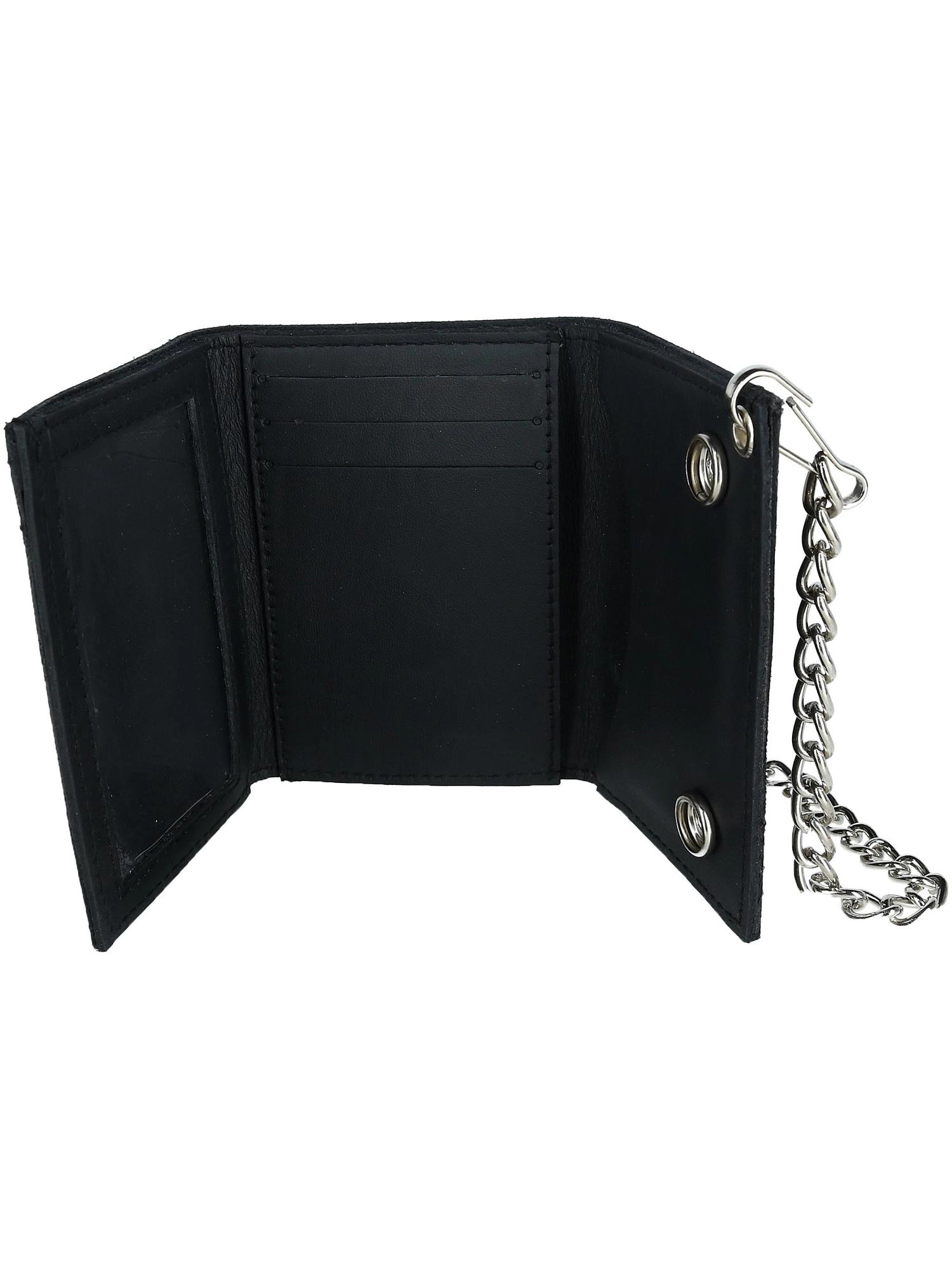 CTM Men's Leather Eagle Imprint Trifold Chain Wallet