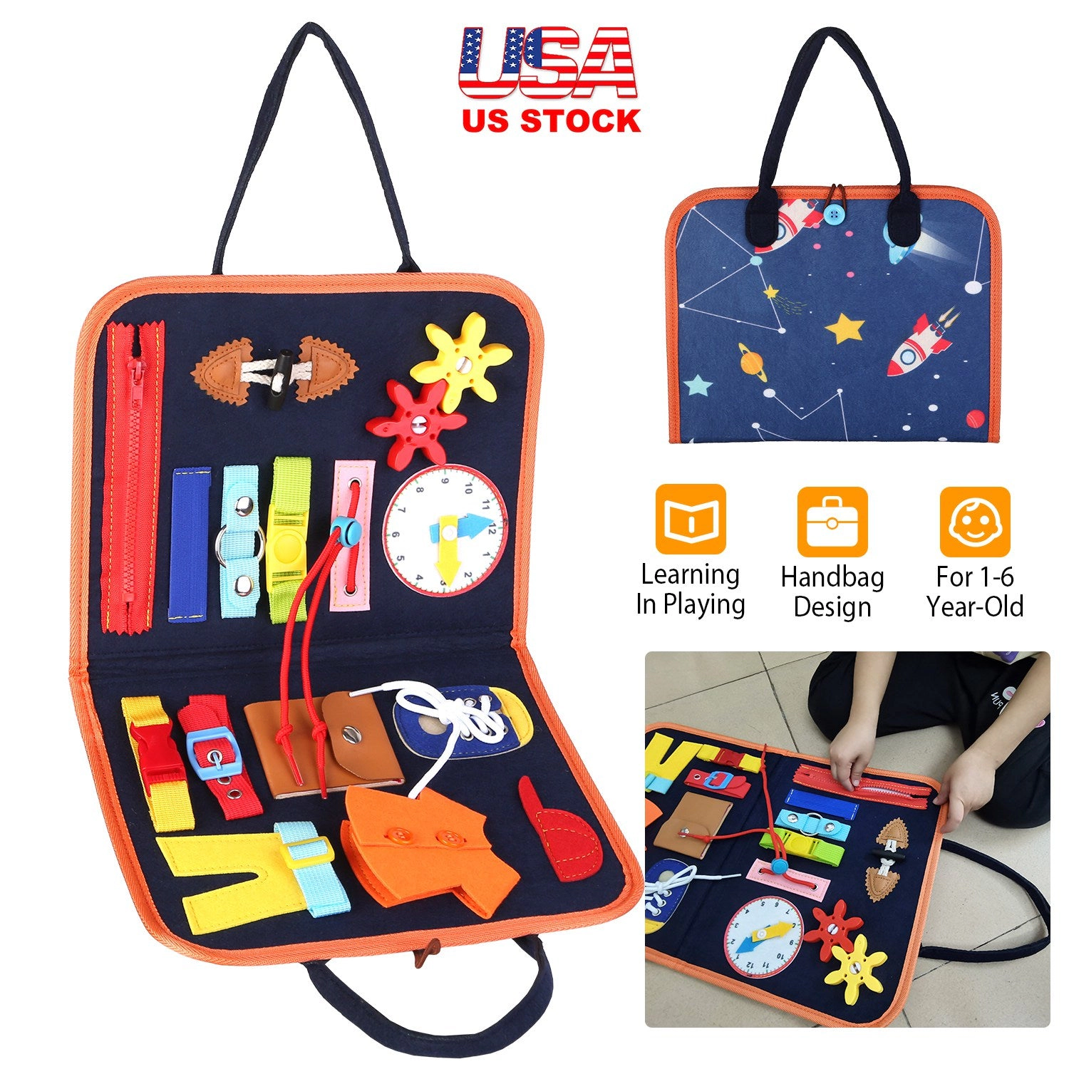 IMounTEK Unisex Foldable Montessori Busy Board