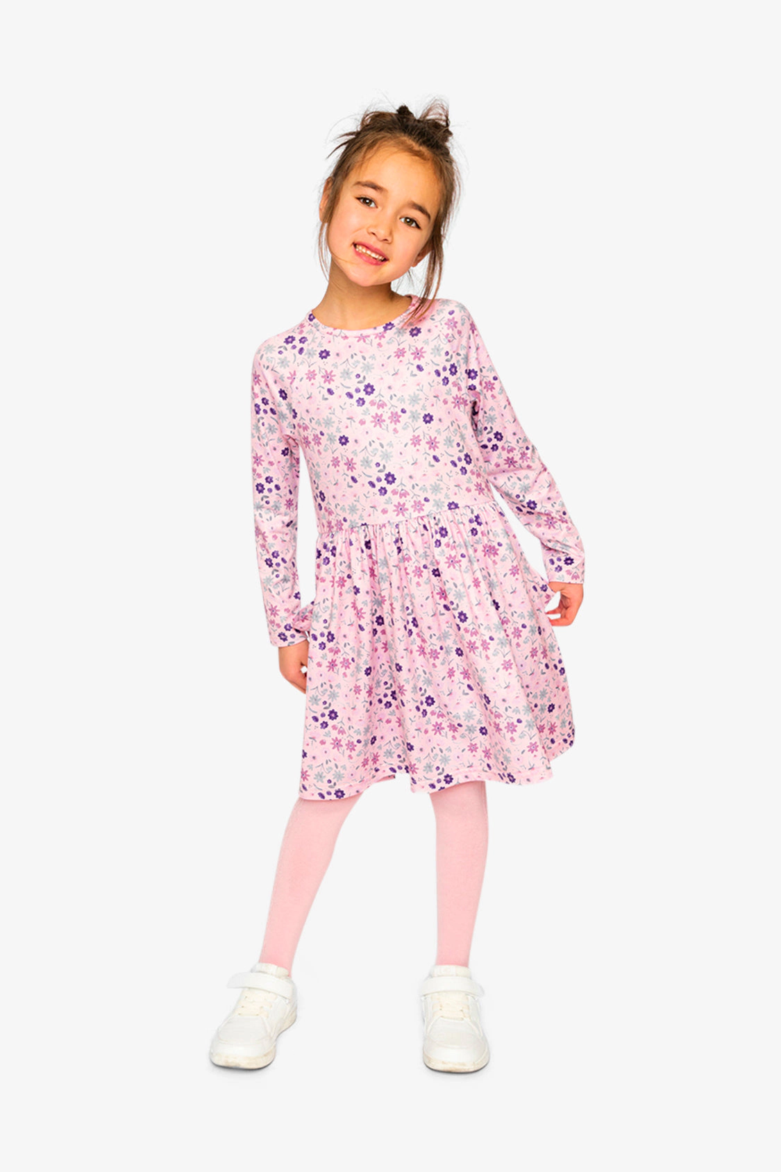 Deux par Girls Daisy Floral Print Long Sleeve Empire-Waist Dress