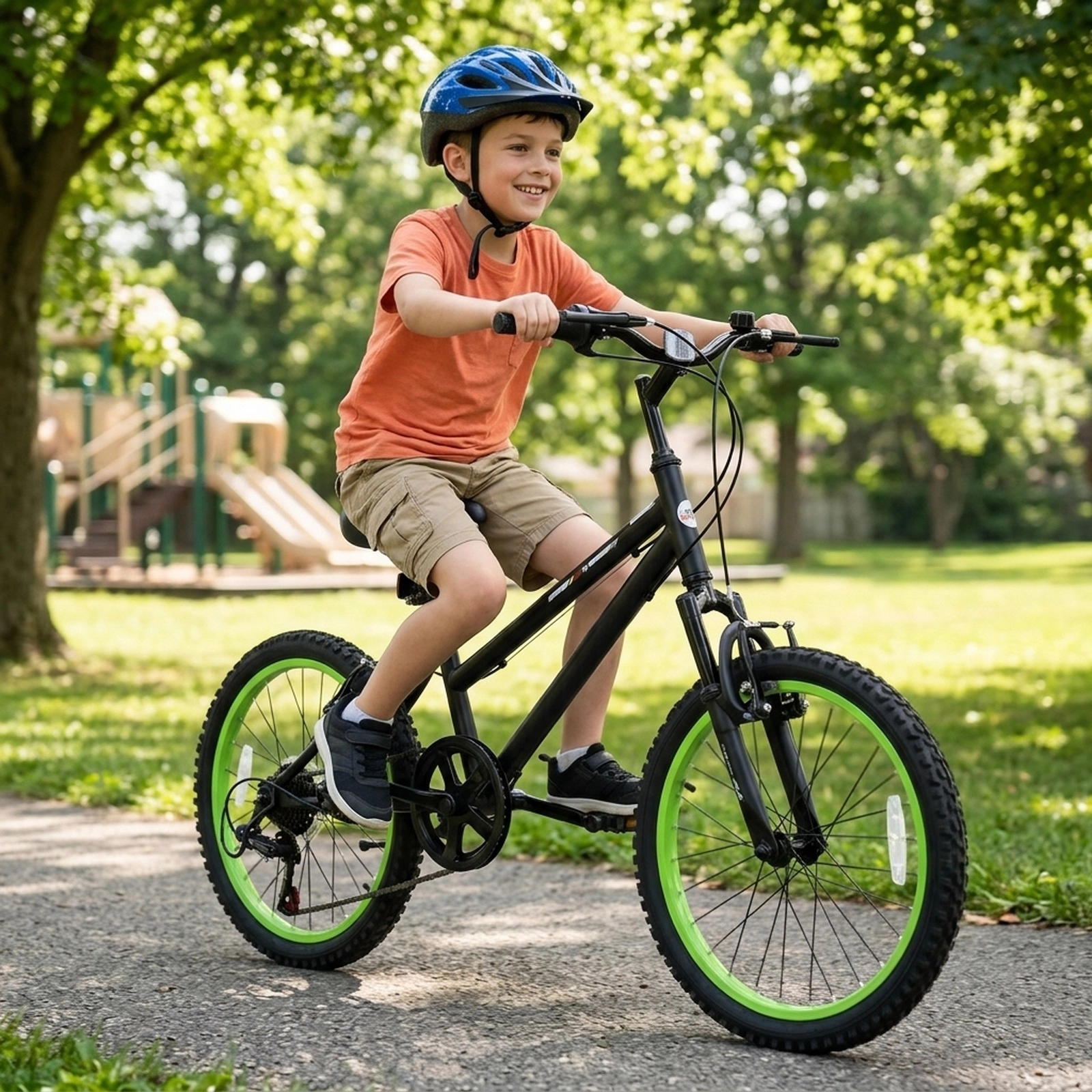 SUGIFT Black Shock Absorbing Fork and Adjustable Seat Kids 20 Inch Mountain Bike 7 Speed