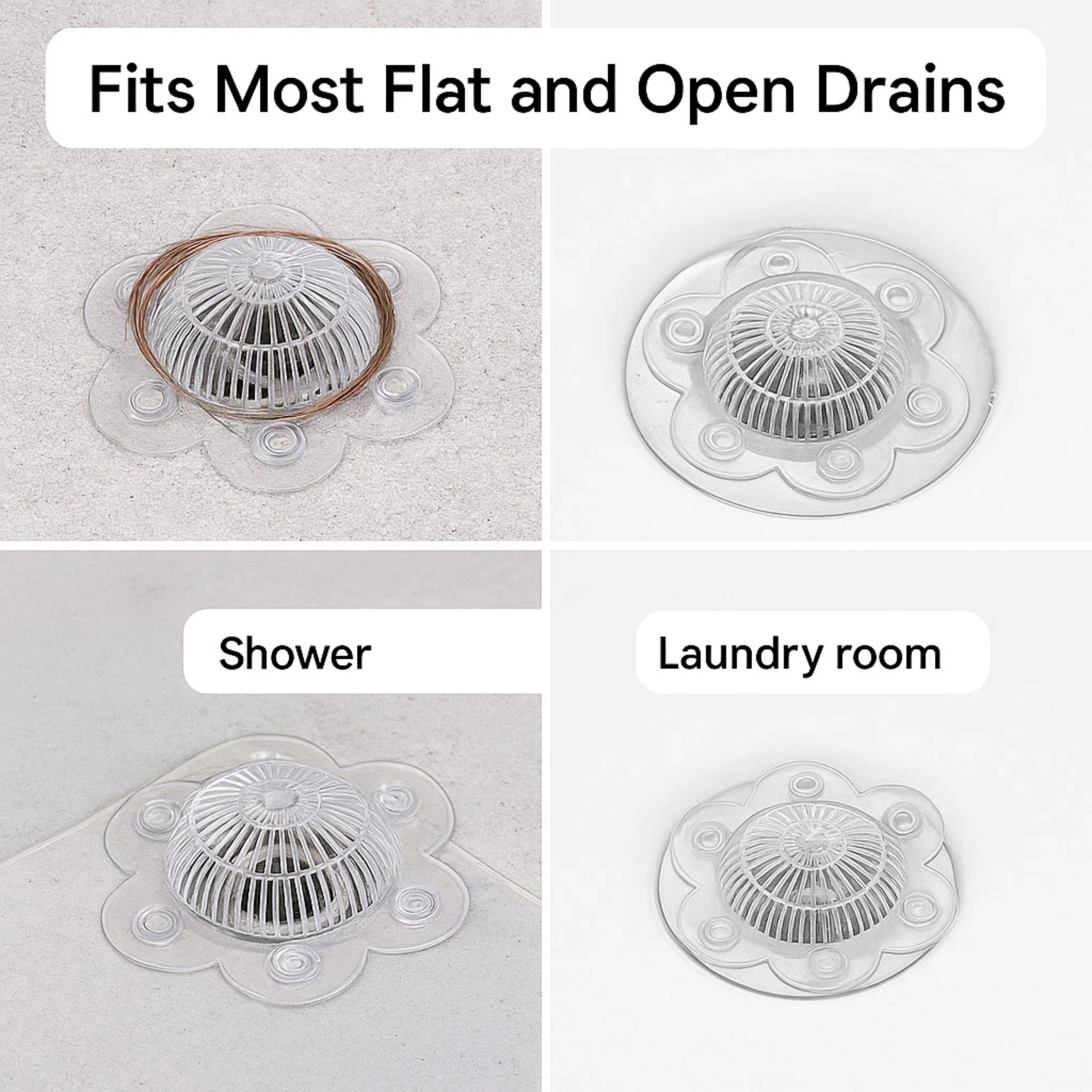 Home Collection Pack of 2 Hair Catcher Drain Covers 5" PVC Suction