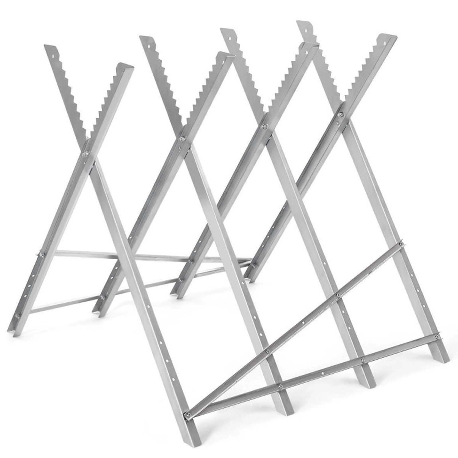 SUGIFT 220-lb Capacity Heavy Duty Portable Folding Steel Sawhorse with 8 Struts and Saw Tooth Wood Grip